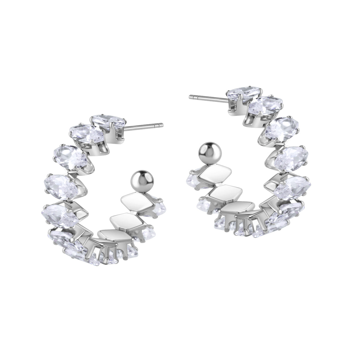 Kolczyki stalowe z cyrkoniami - Moderno