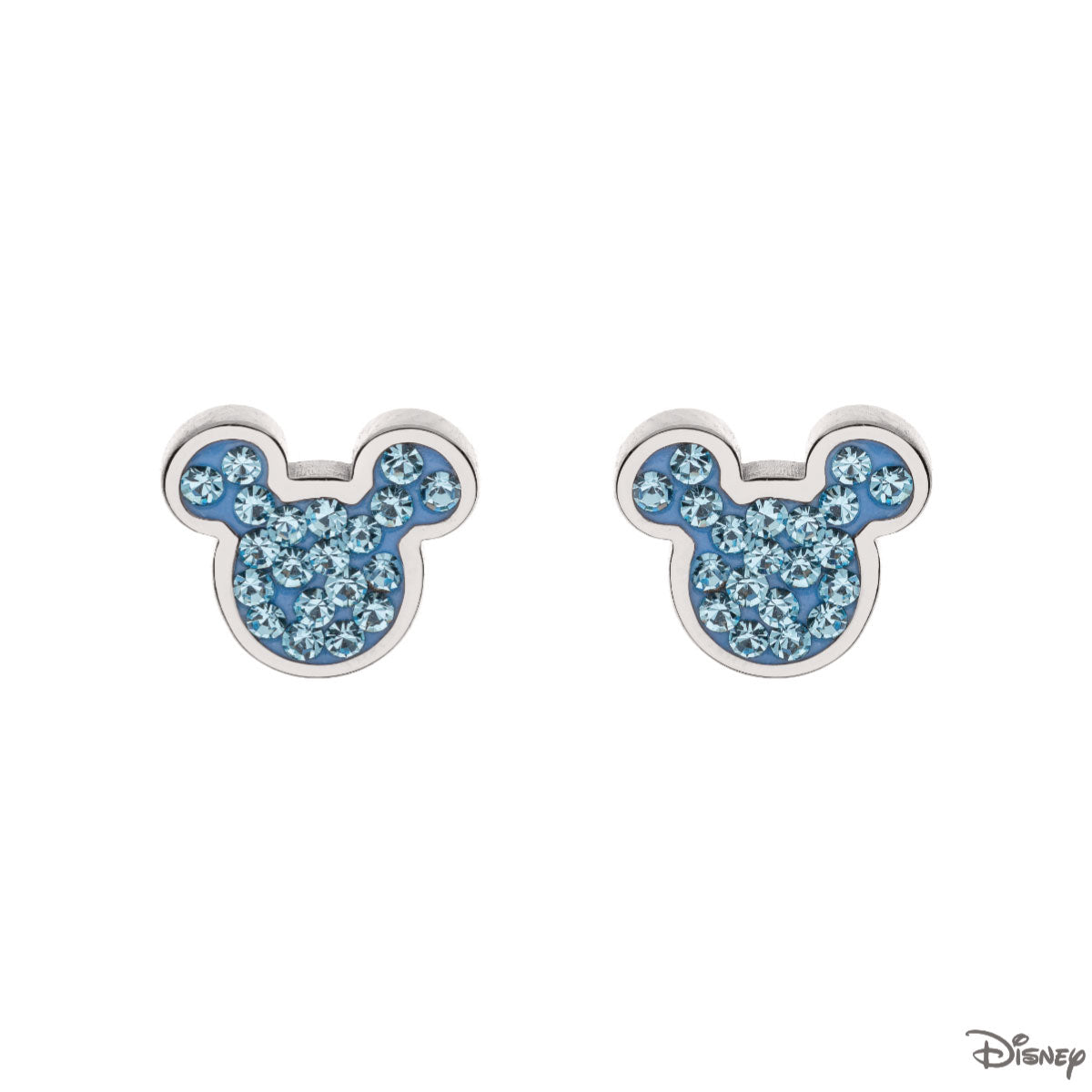 Kolczyki stalowe z niebieskimi cyrkoniami - Myszka Mickey - Disney