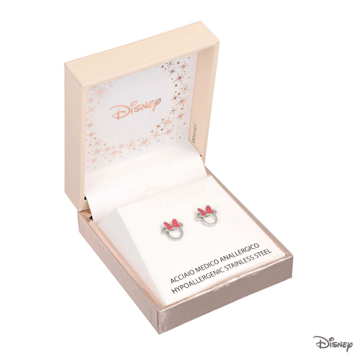 Kolczyki stalowe z czerwoną emalią - Myszka Minnie - Disney