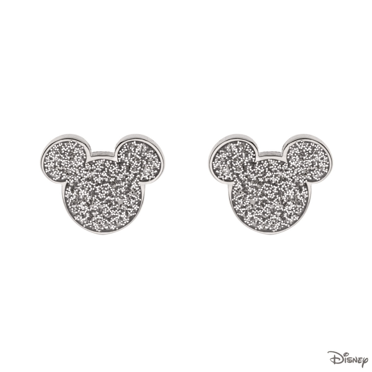 Kolczyki stalowe z srebrną emalią - Myszka Mickey - Disney