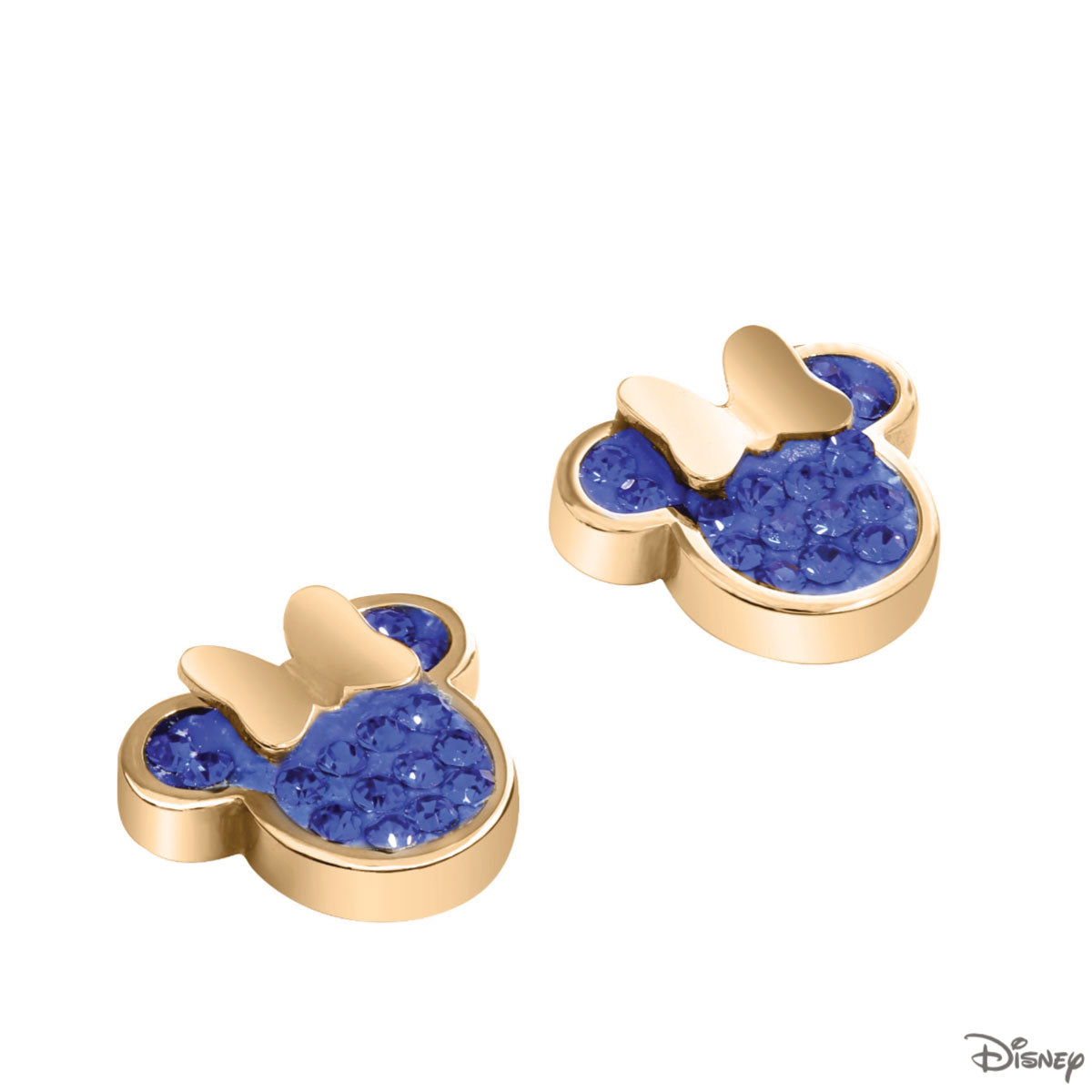 Kolczyki stalowe z granatowymi cyrkoniami - Myszka Minnie - Disney