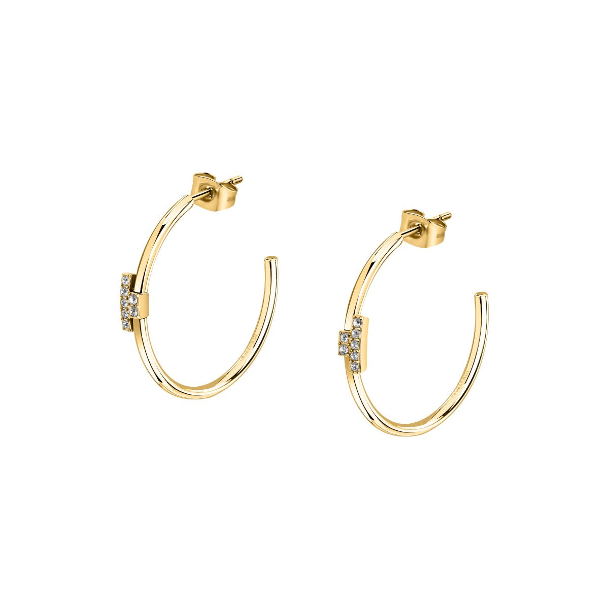 Kolczyki stalowe z cyrkoniam - Trussardi T-logo Hoop