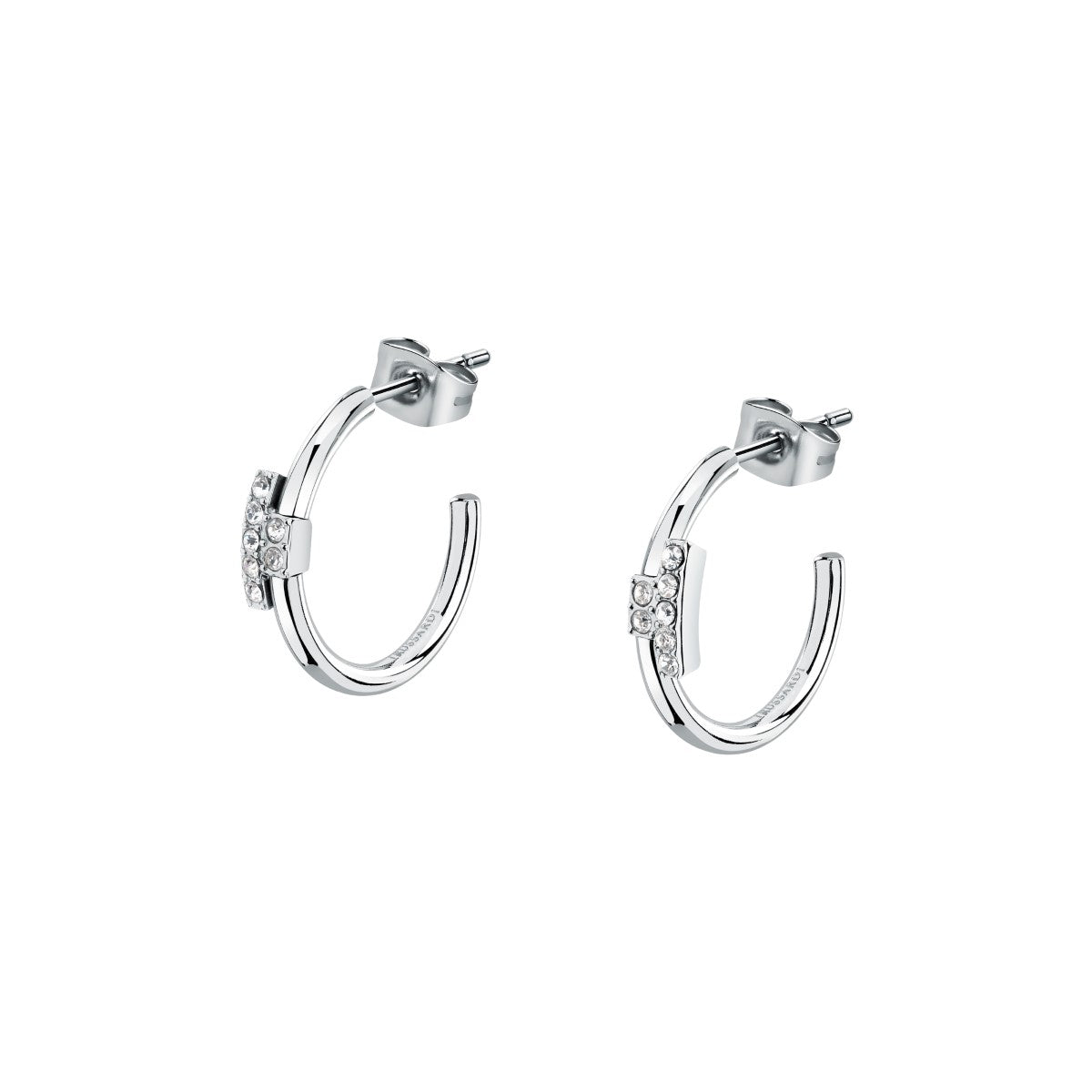 Kolczyki stalowe z cyrkoniami - Trussardi T-Logo Hoop