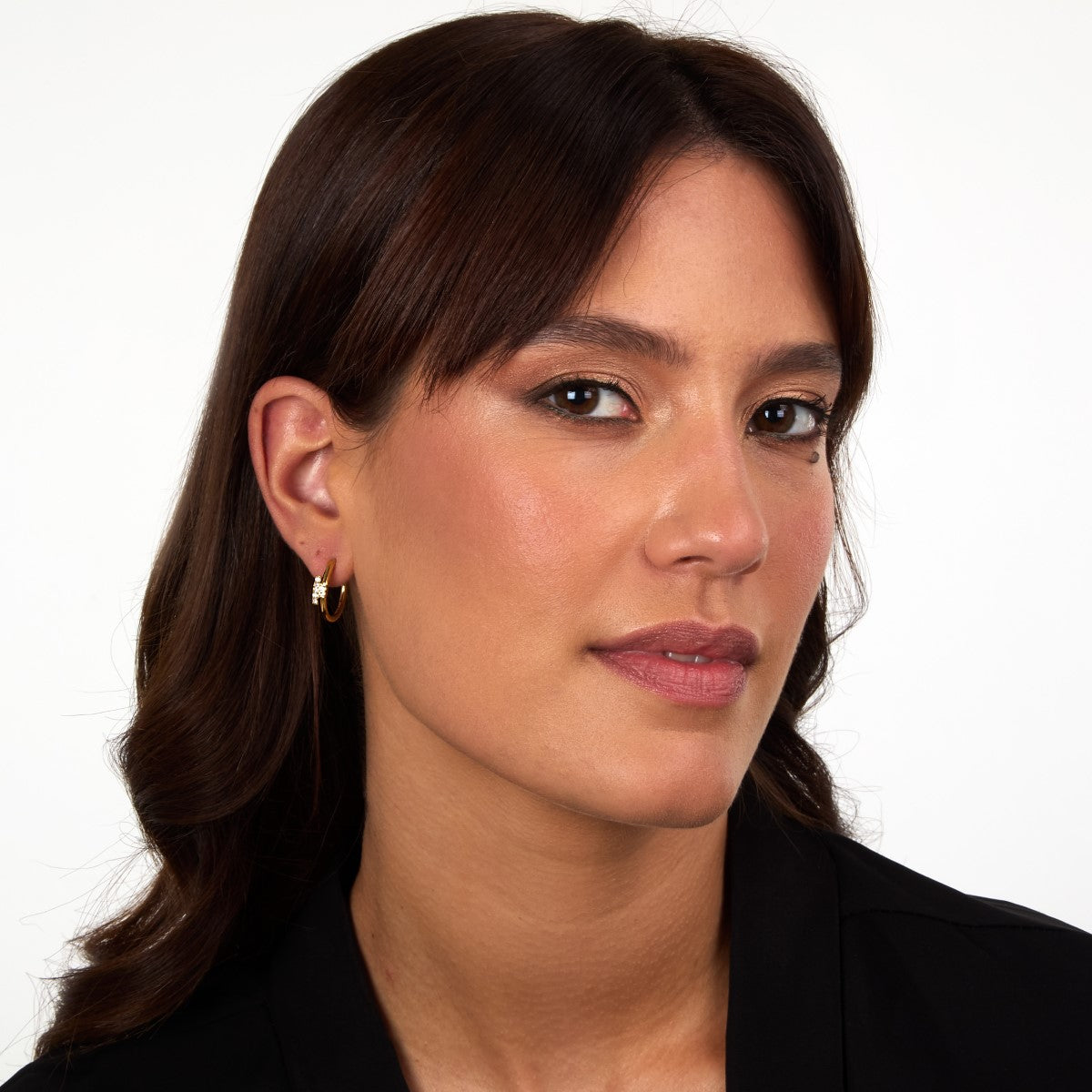 Kolczyki stalowe z cyrkoniami - Trussardi T-Logo Hoop