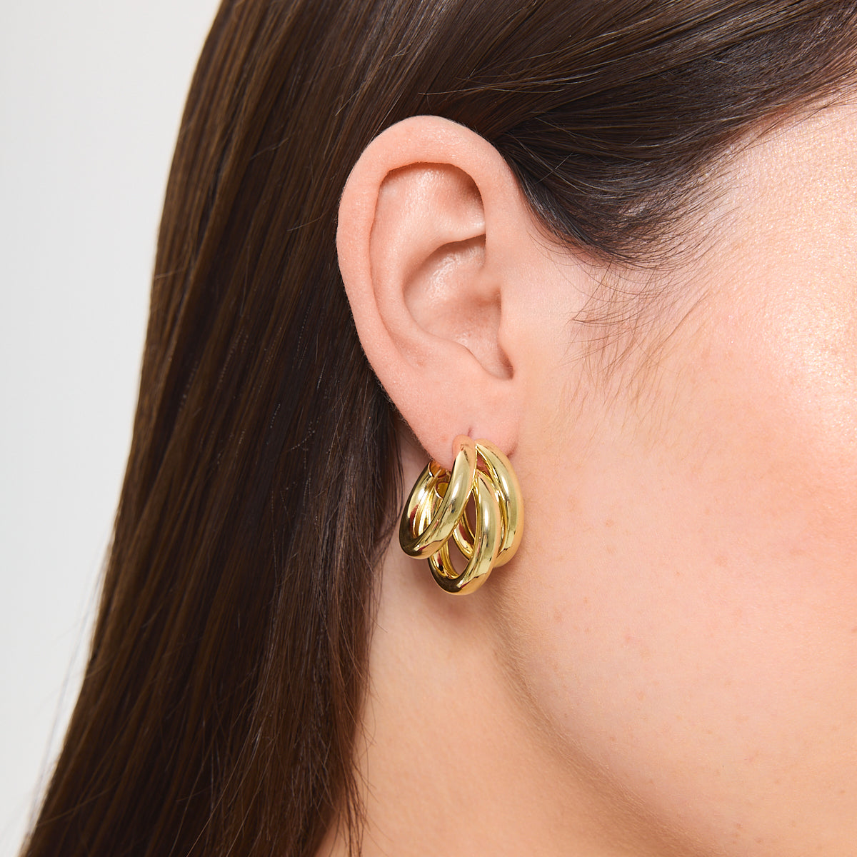 Kolczyki z mosiądzu pozłacanego - półokrągłe - Moderno