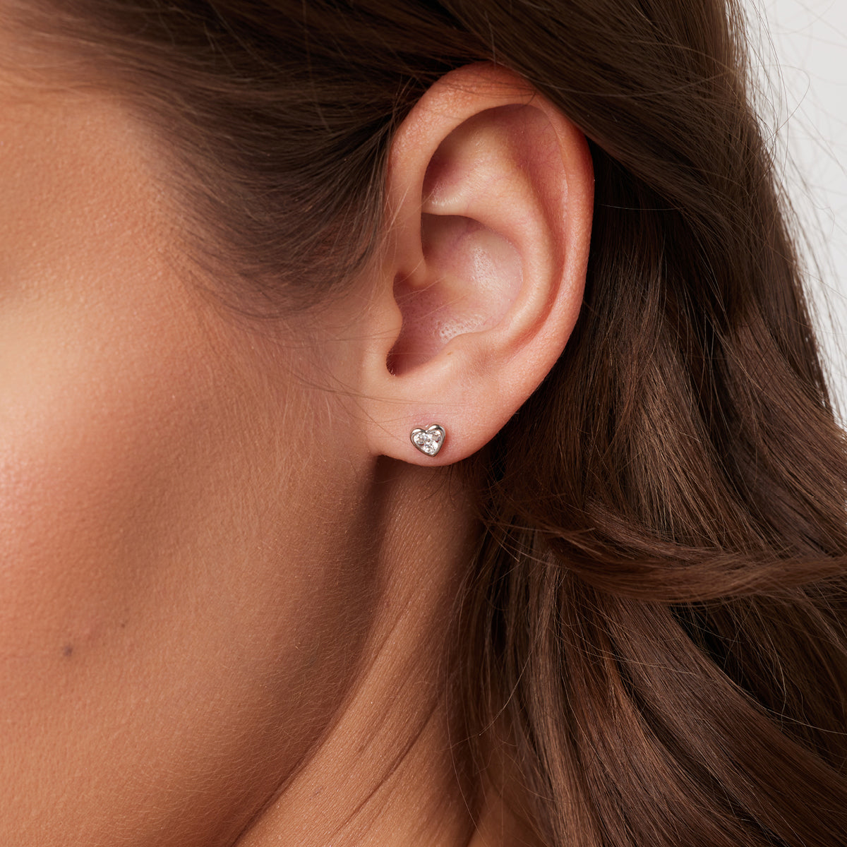 Kolczyki srebrne z cyrkoniami - serca - Bambini