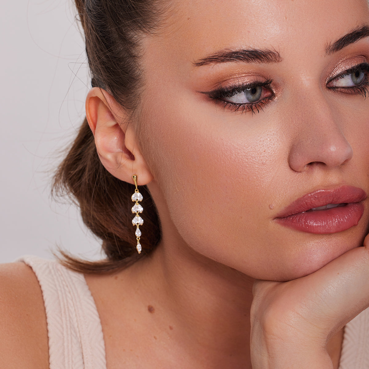 Kolczyki srebrne pozłacane z cyrkoniami