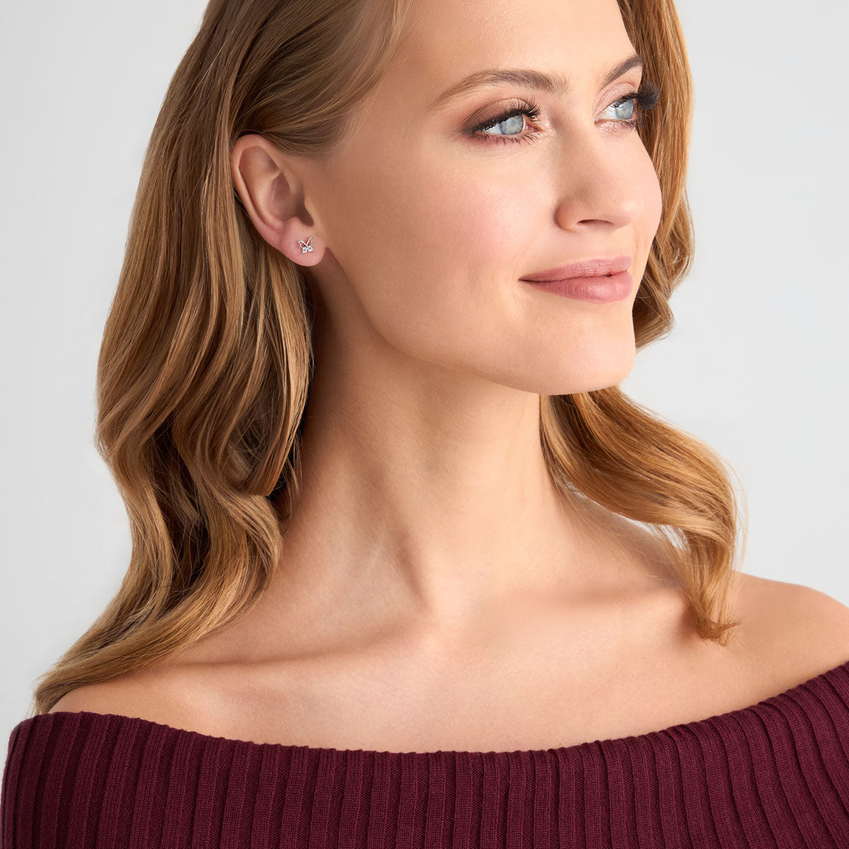 Kolczyki srebrne z cyrkoniami - motyle - Bambini - Verona