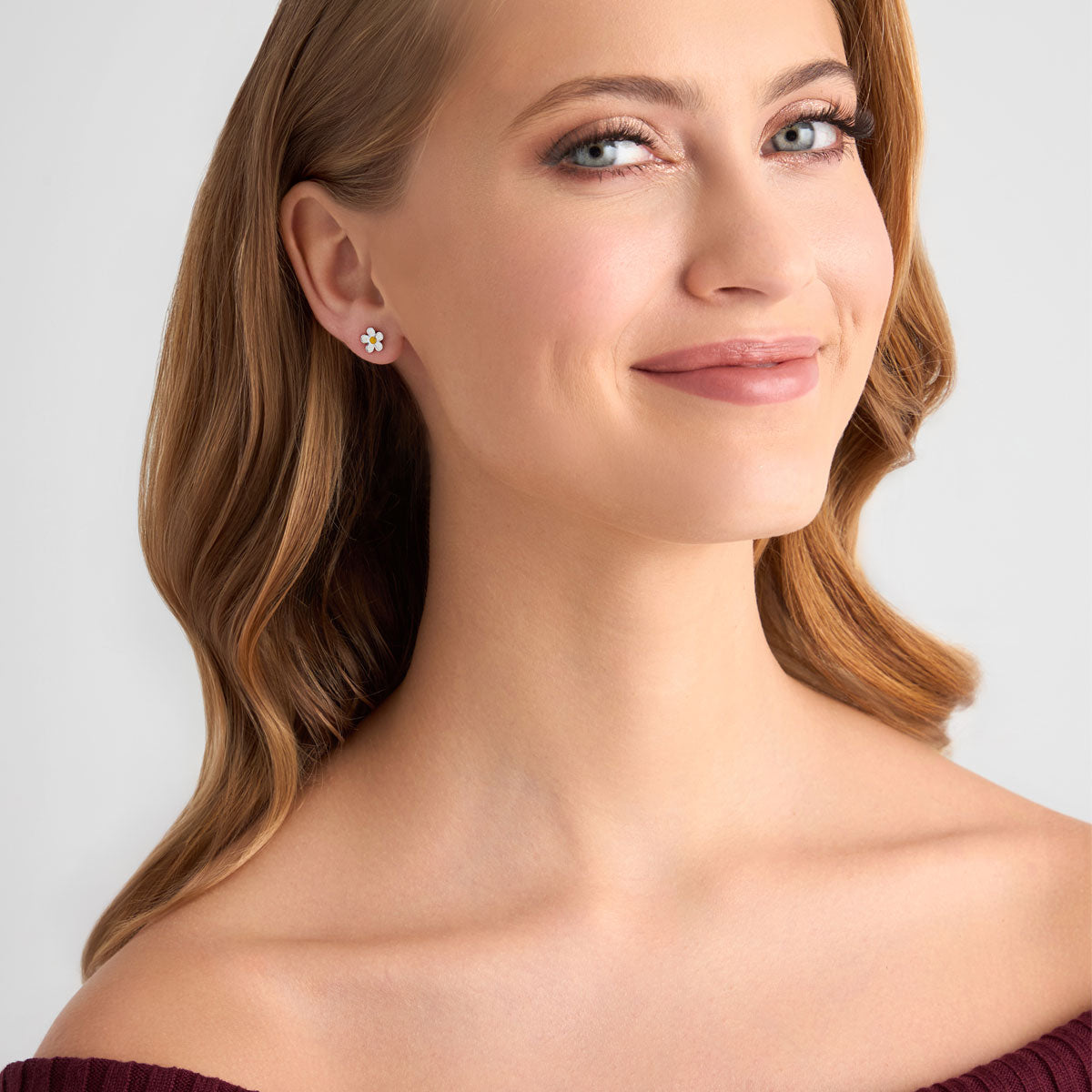 Kolczyki srebrne z emalią - kwiaty - Bambini - Verona