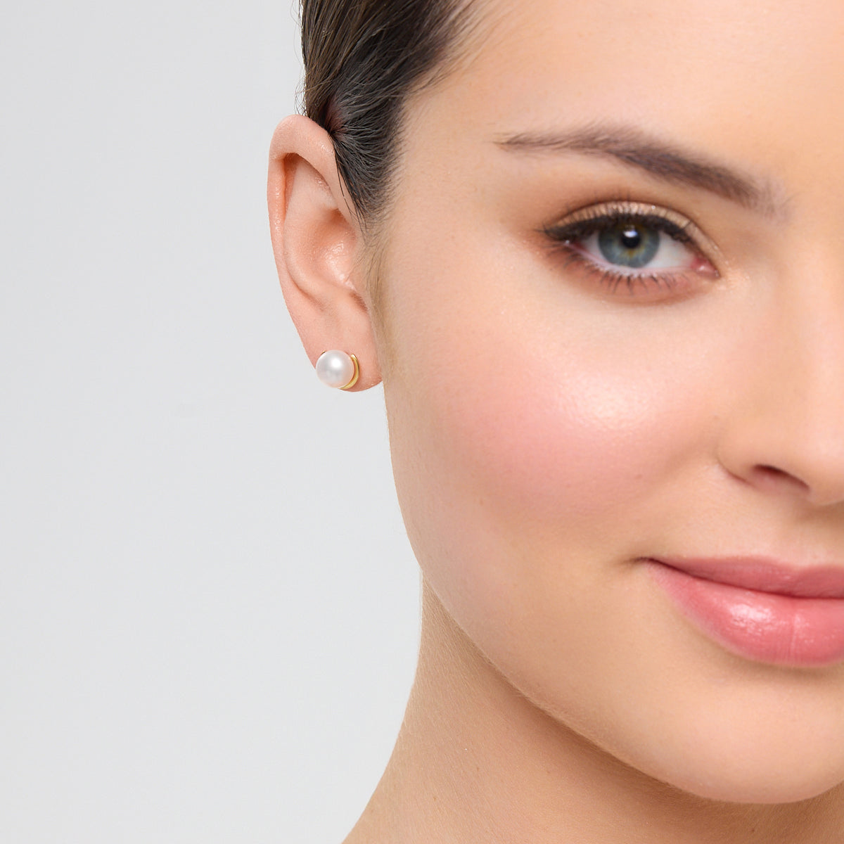 Kolczyki srebrne pozłacane z perłami - Verona