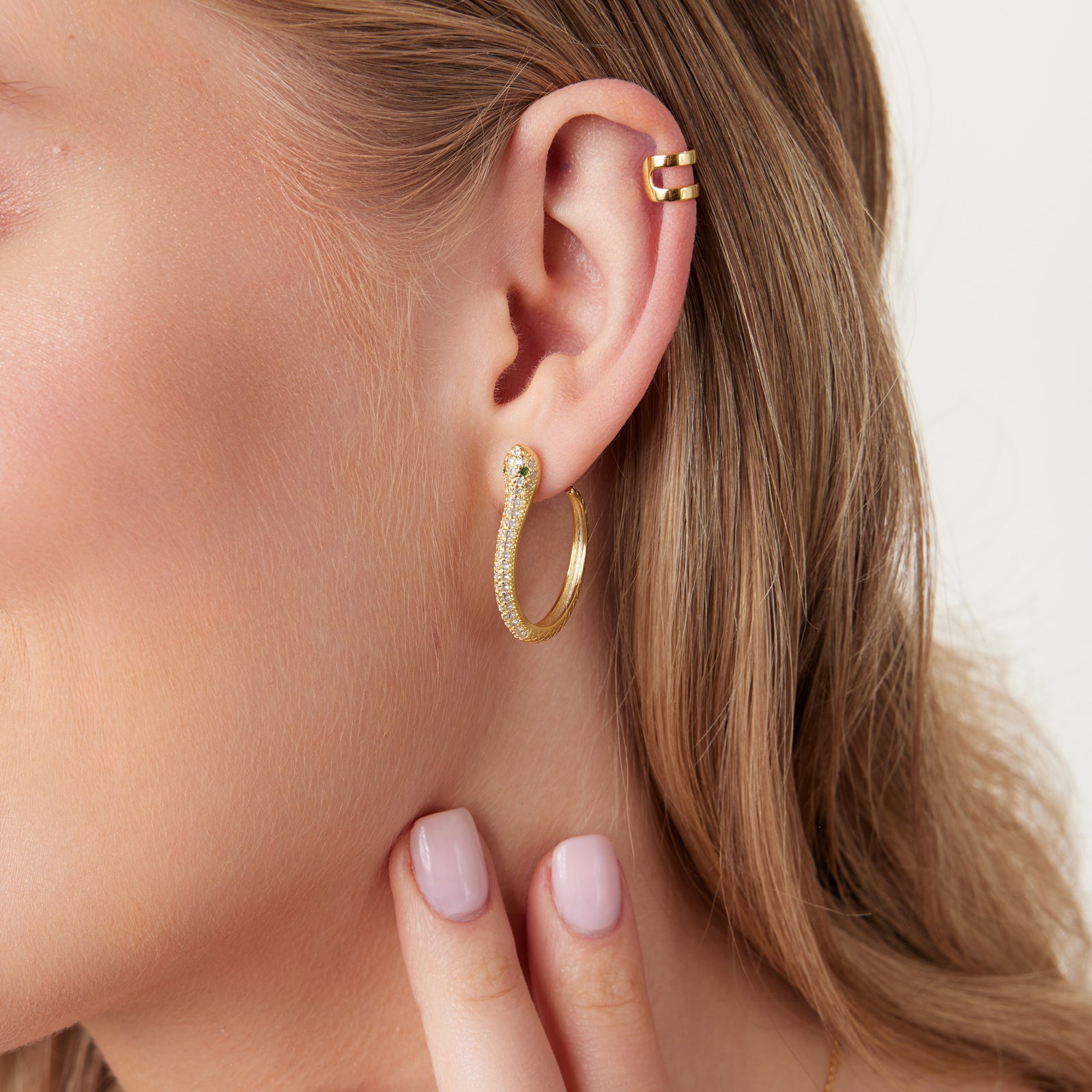 Kolczyki srebrne pozłacane z cyrkoniami - żmije - Evento