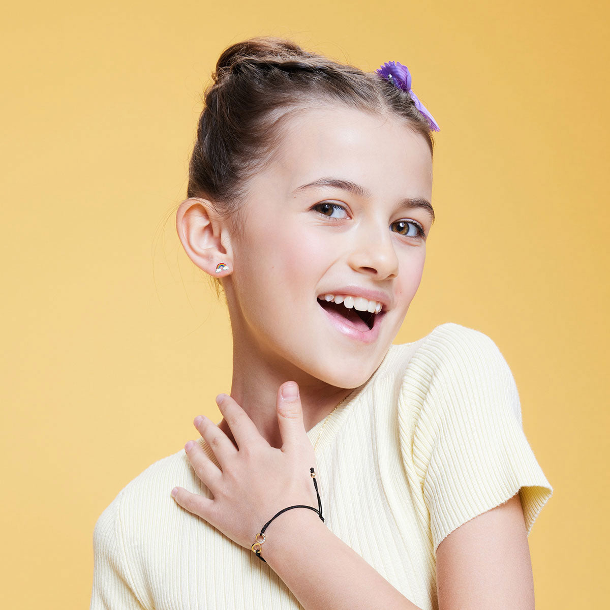 Kolczyki srebrne z emalią - tęcza - Bambini
