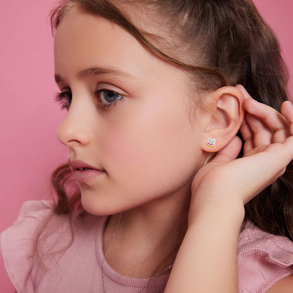 Kolczyki srebrne z emalią - sowy - Bambini