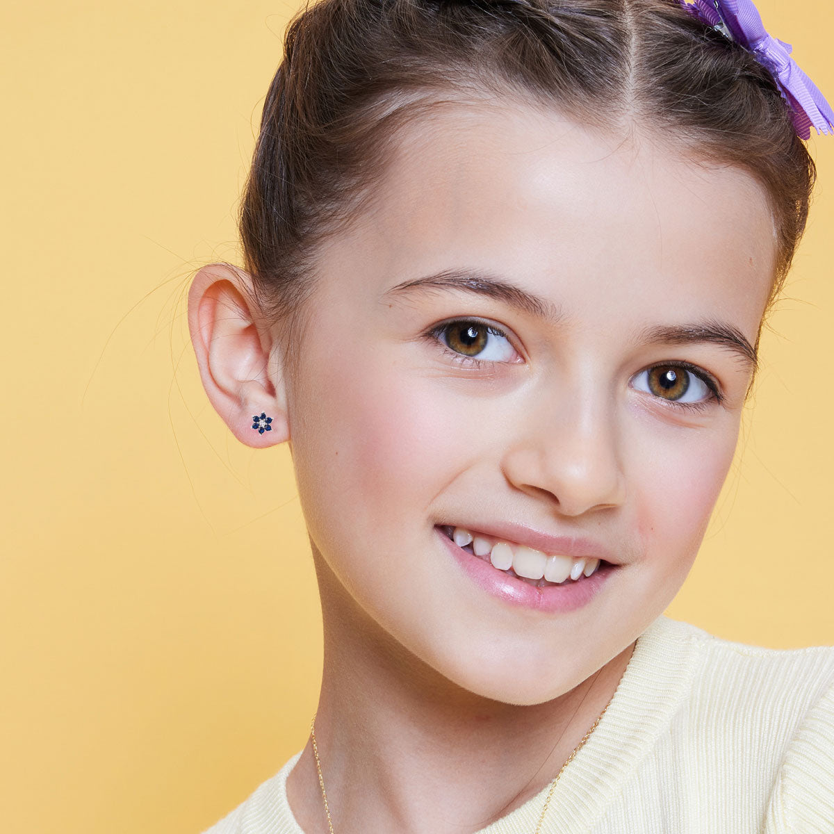 Kolczyki srebrne z cyrkoniami - kwiaty - Bambini