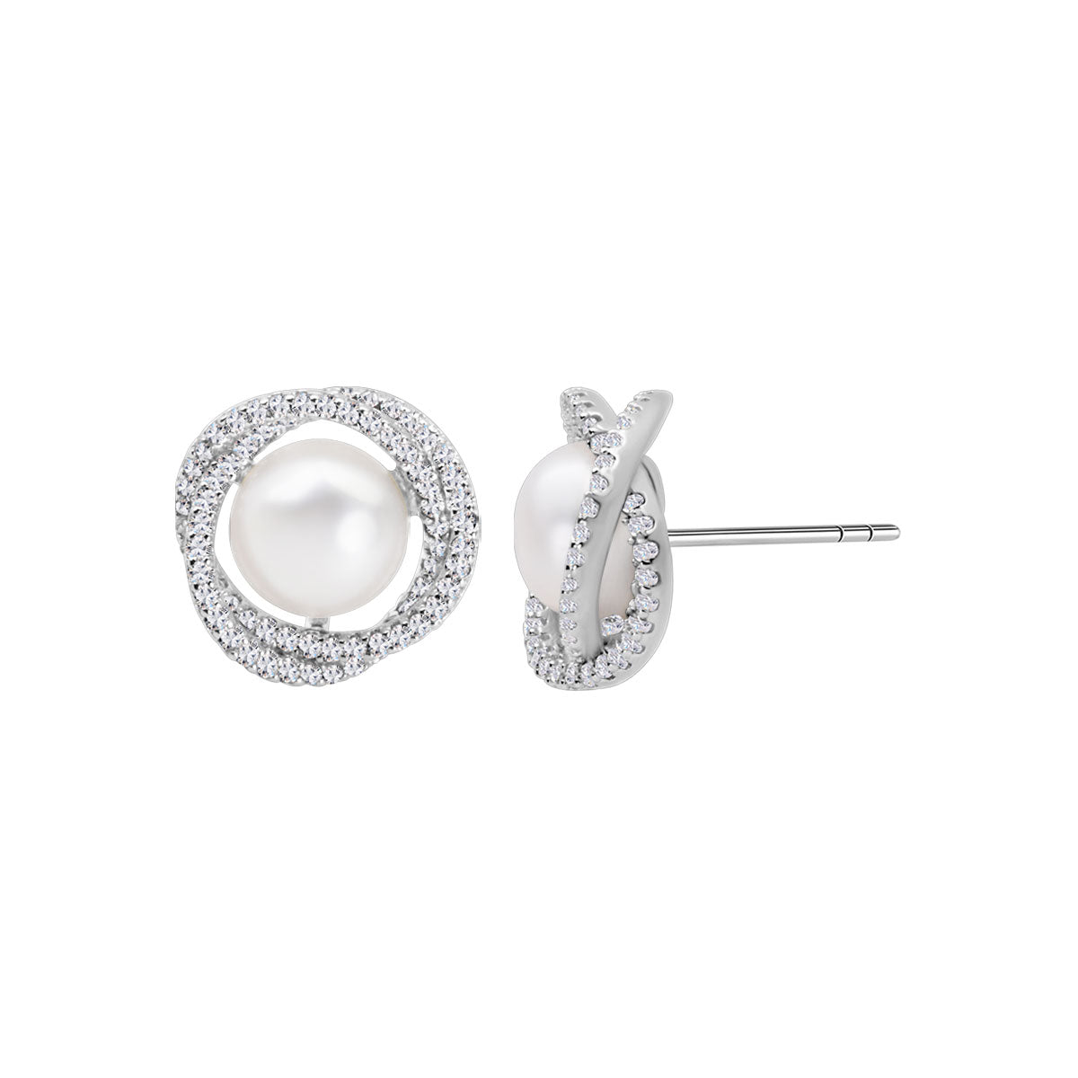 Kolczyki srebrne z perłami i cyrkoniami - Verona