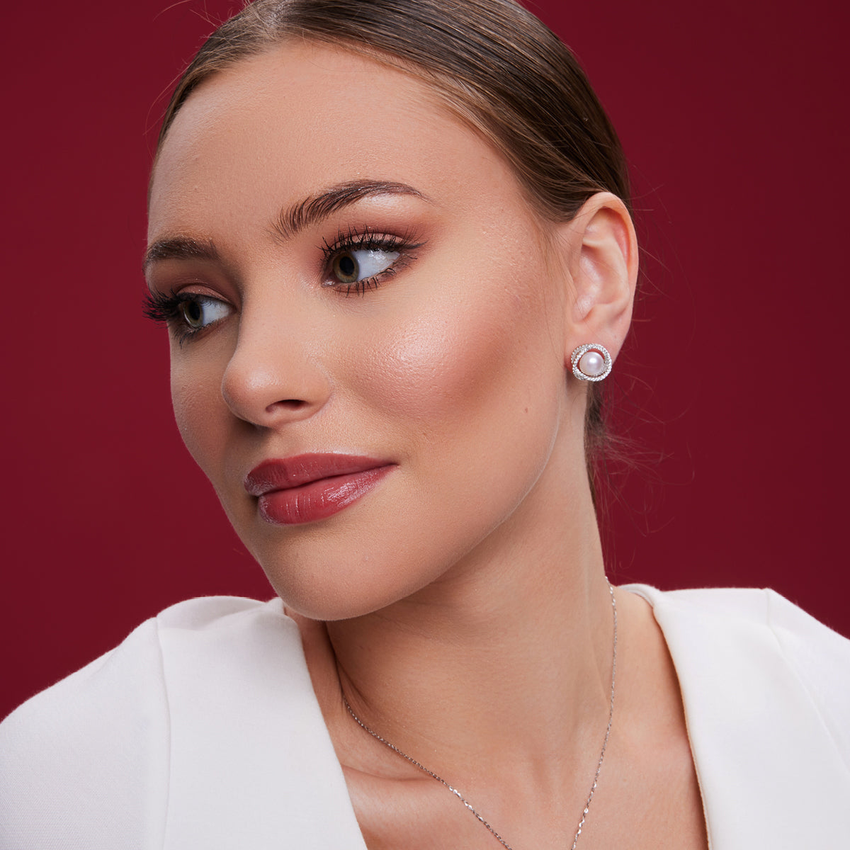 Kolczyki srebrne z perłami i cyrkoniami - Verona