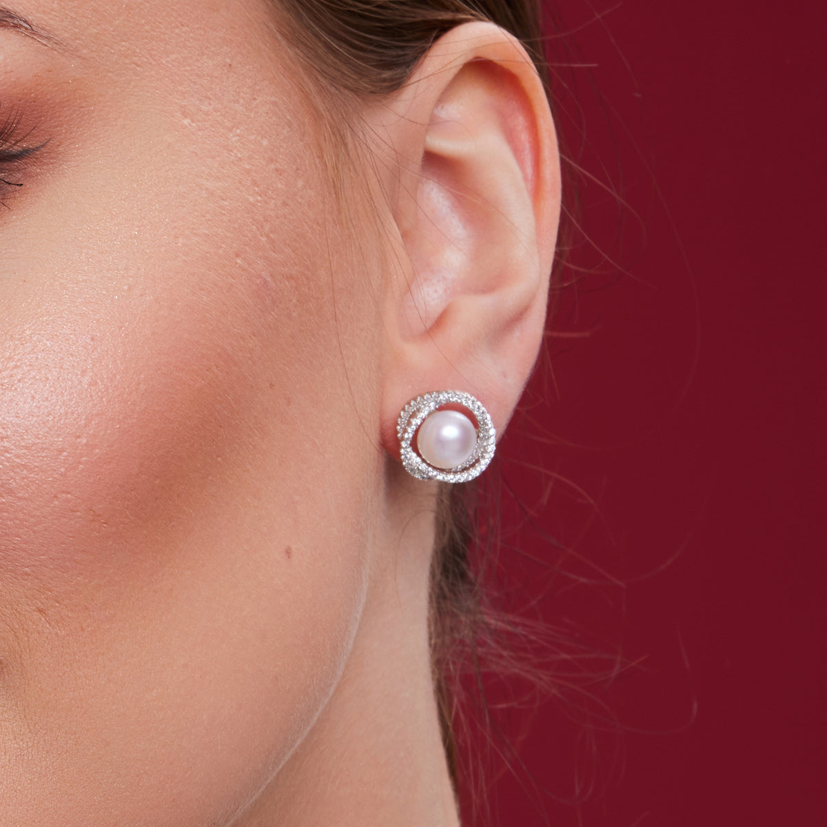 Kolczyki srebrne z perłami i cyrkoniami - Verona