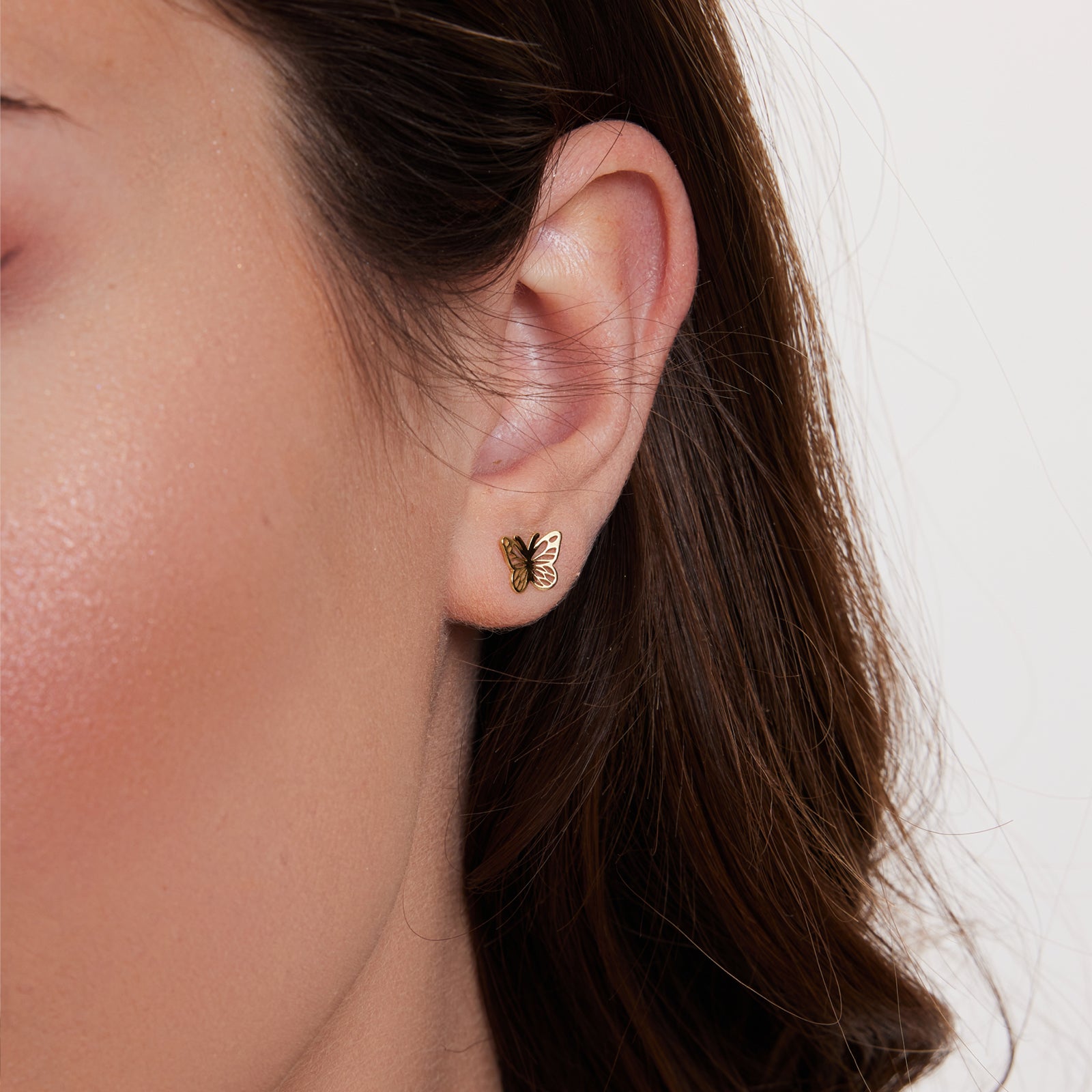 Kolczyki srebrne pozłacane - motyle - Natura