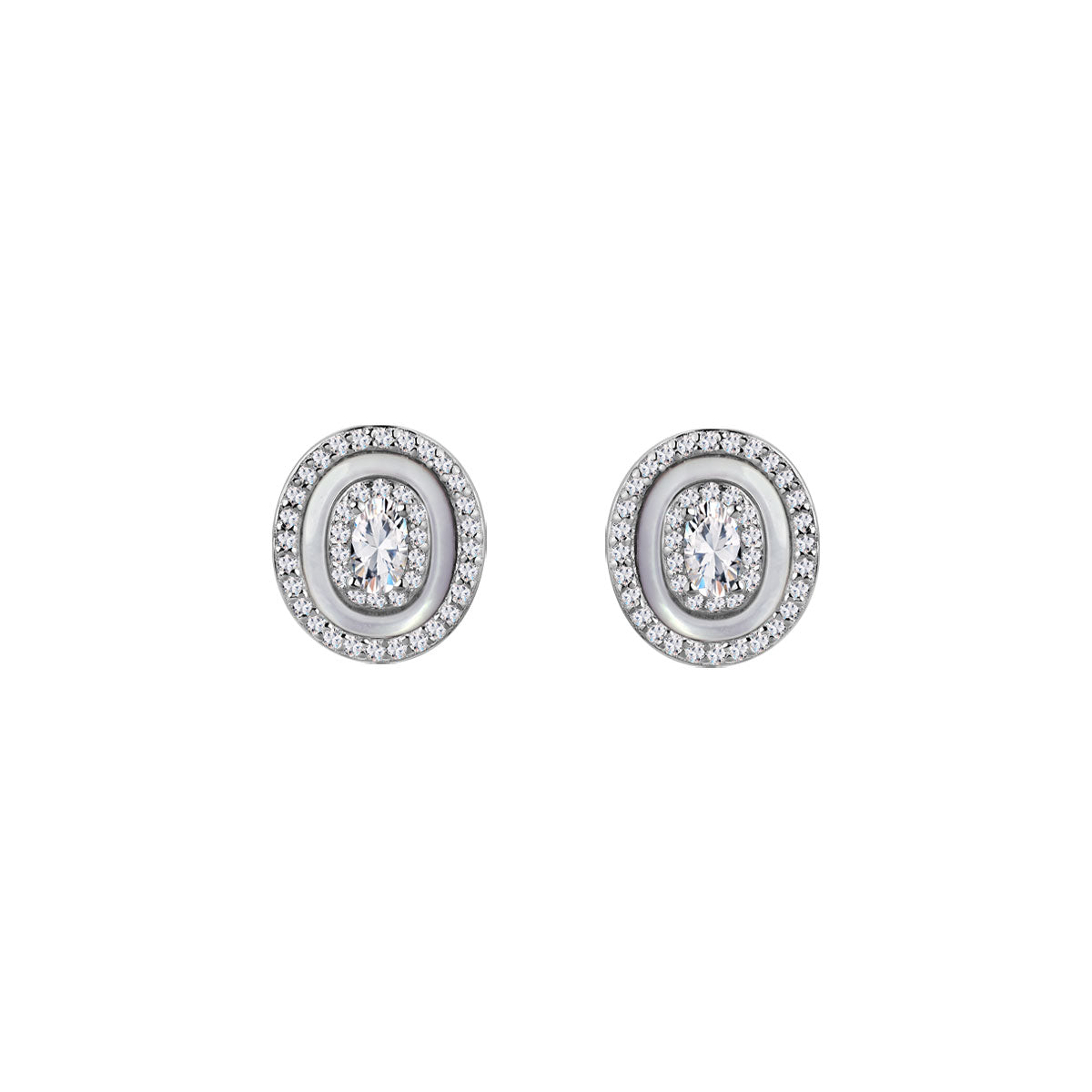 Kolczyki srebrne z cyrkoniami i masą perłową