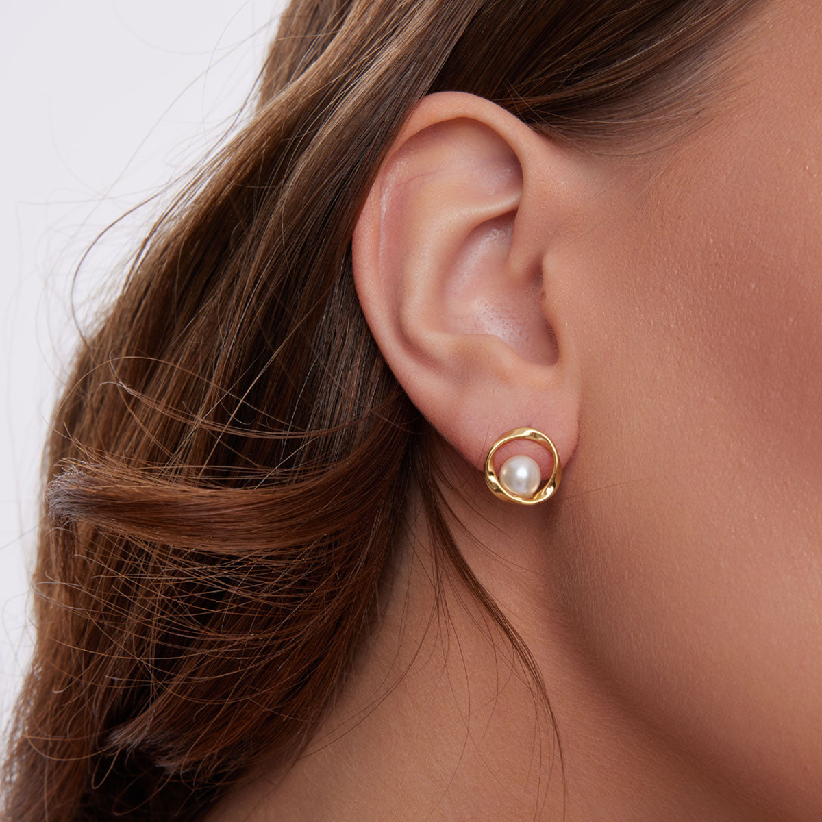 Kolczyki srebrne pozłacane z perłami - koła - Verona