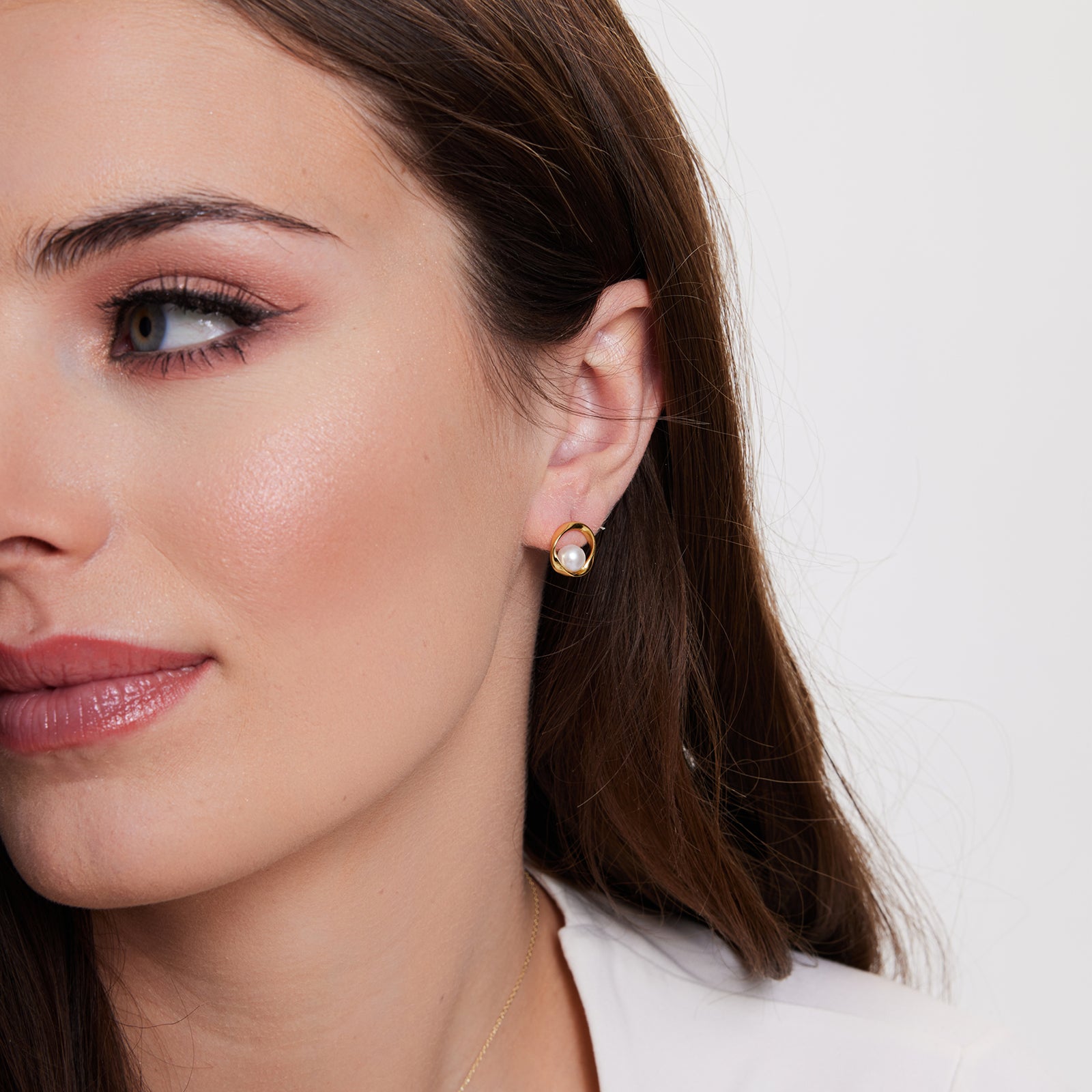 Kolczyki srebrne pozłacane z perłami - koła - Verona