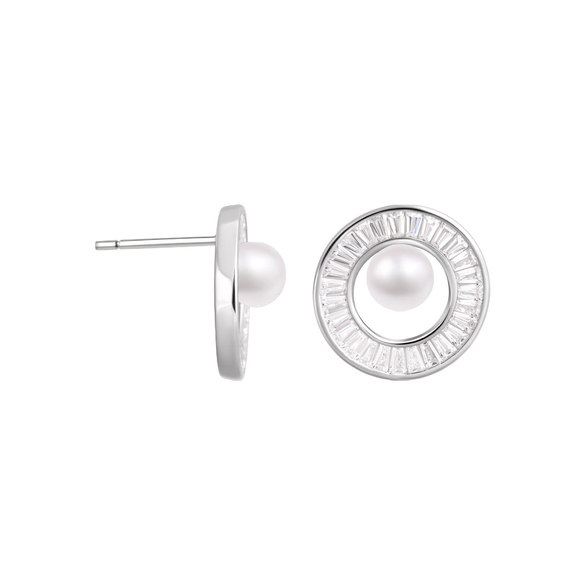Kolczyki srebrne z perłami i cyrkoniami - koła