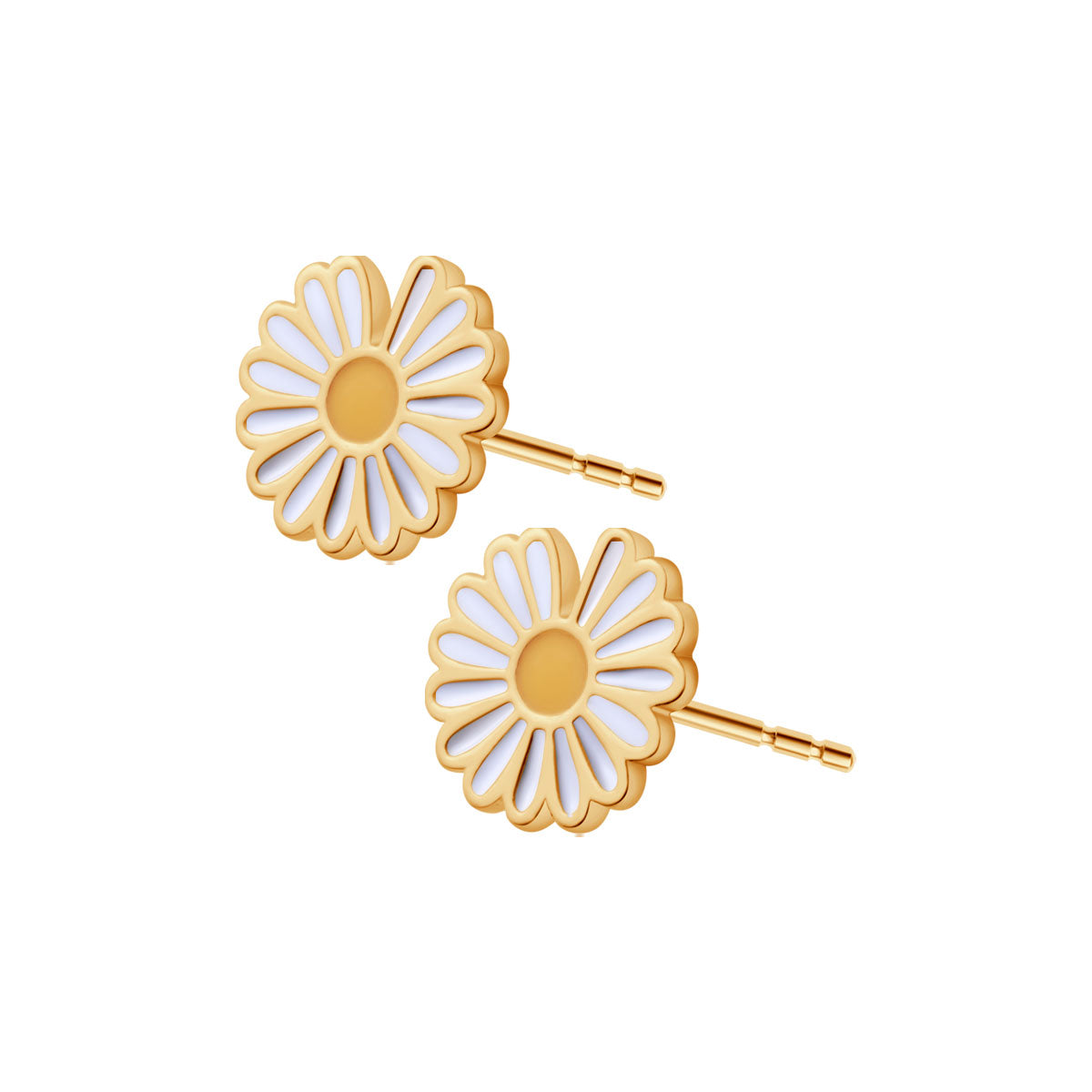 Kolczyki srebrne pozłacane pokryte emalią - stokrotki - Bambini