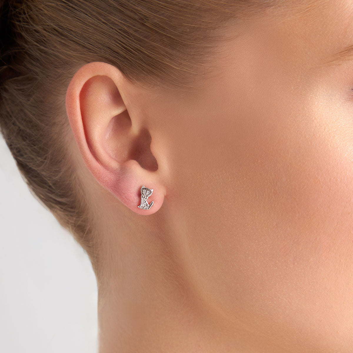 Kolczyki srebrne z cyrkoniami - koty - Bambini