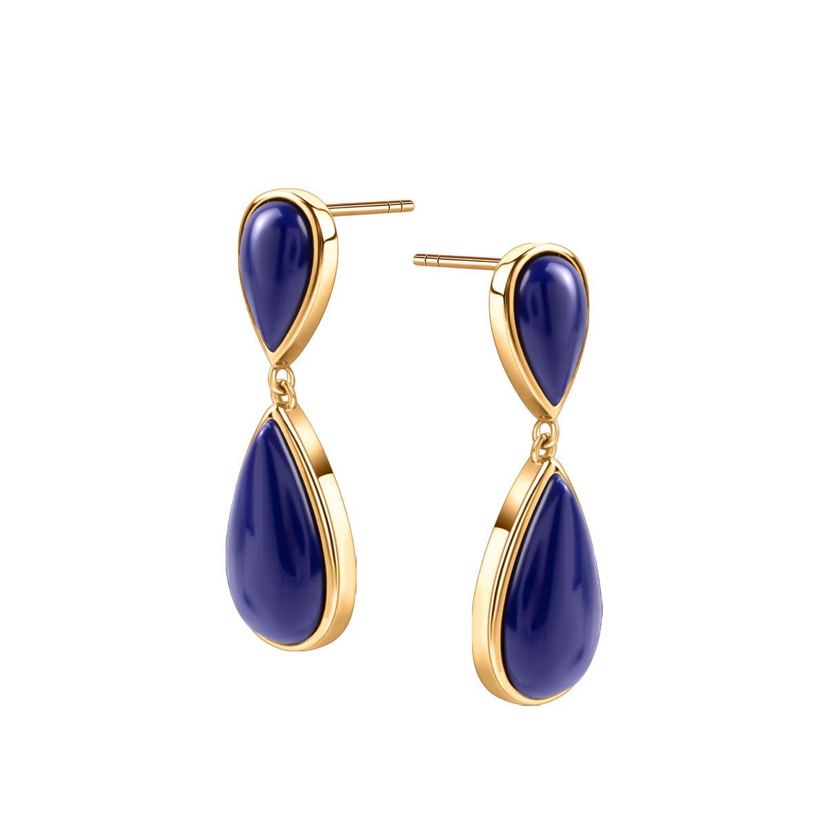 Kolczyki srebrne pozłacane wiszące z lapis lazuli