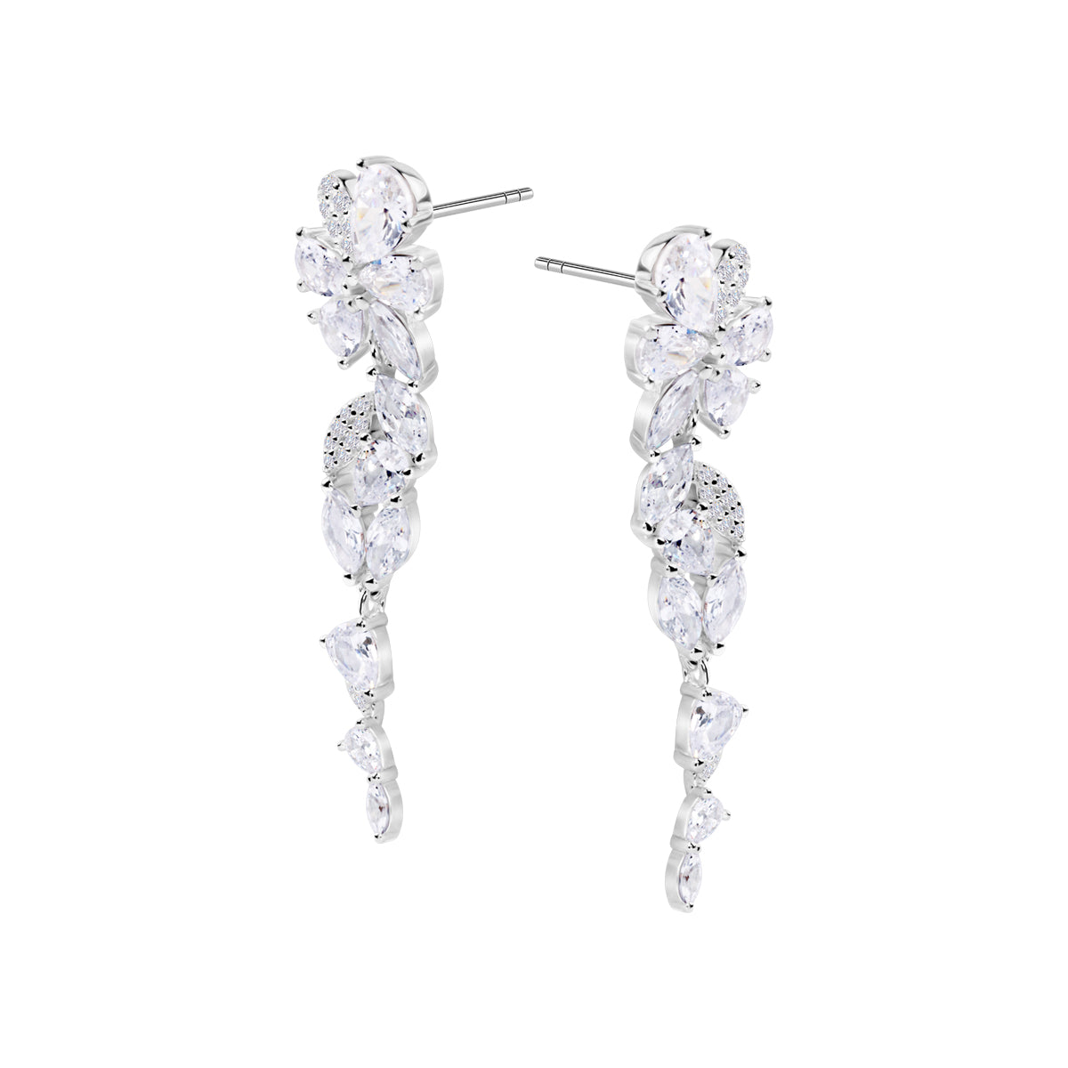 Kolczyki srebrne wiszące z cyrkoniami