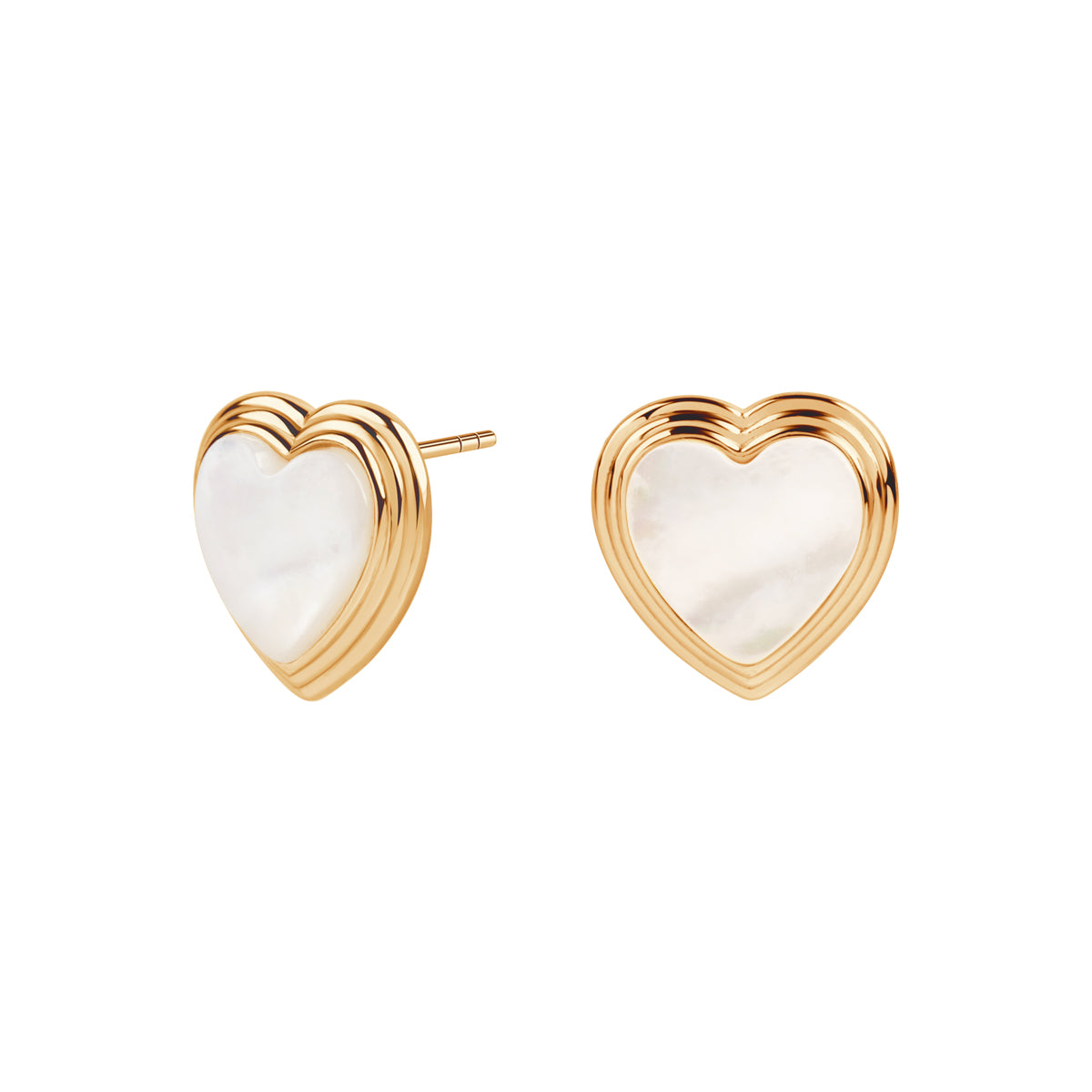 Kolczyki srebrne pozłacane z masą perłową - serca