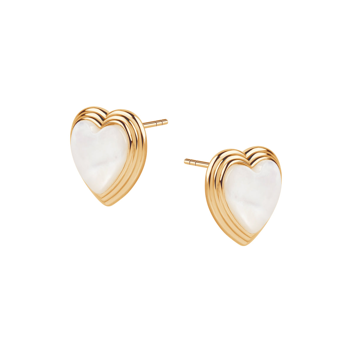 Kolczyki srebrne pozłacane z masą perłową - serca