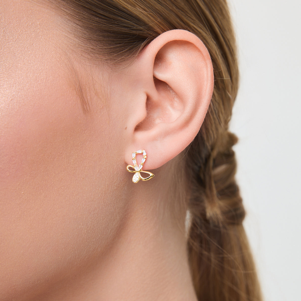 Kolczyki srebrne pozłacane z cyrkoniami - motyle