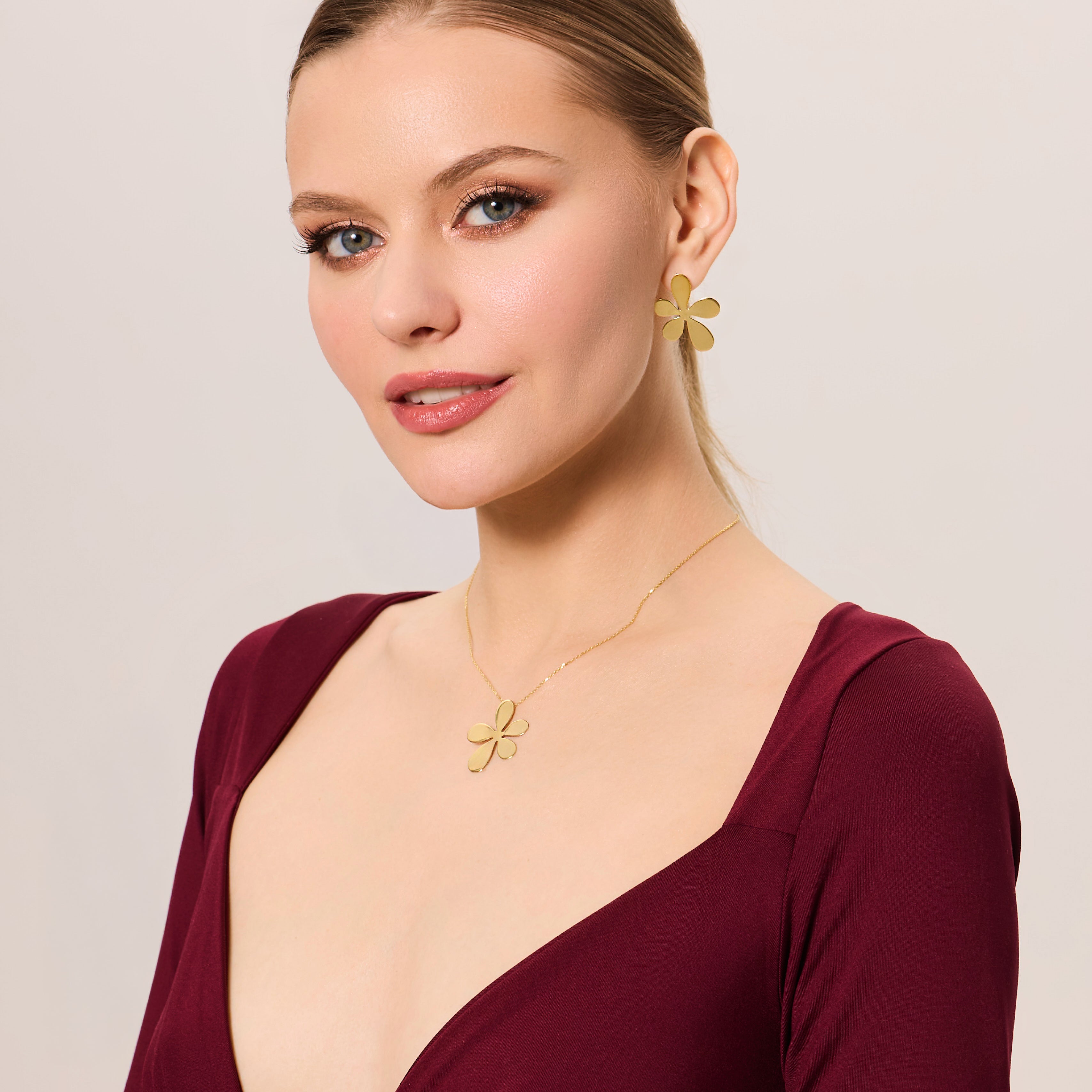 Kolczyki srebrne pozłacane - kwiaty - Natura