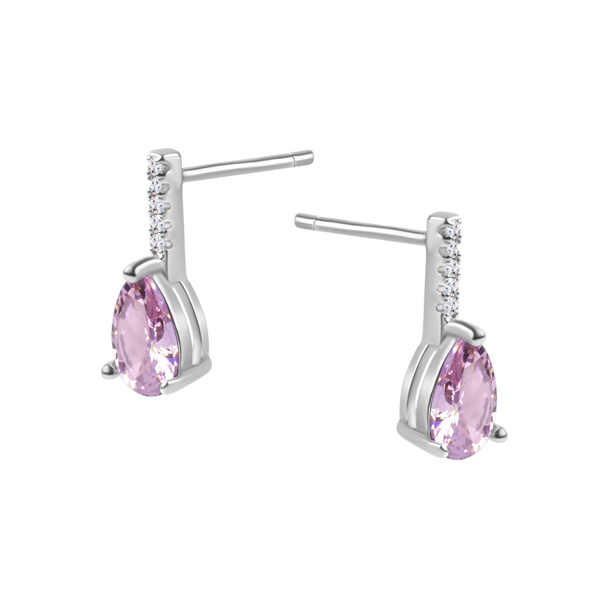 Kolczyki srebrne z różowymi cyrkoniami - Colore