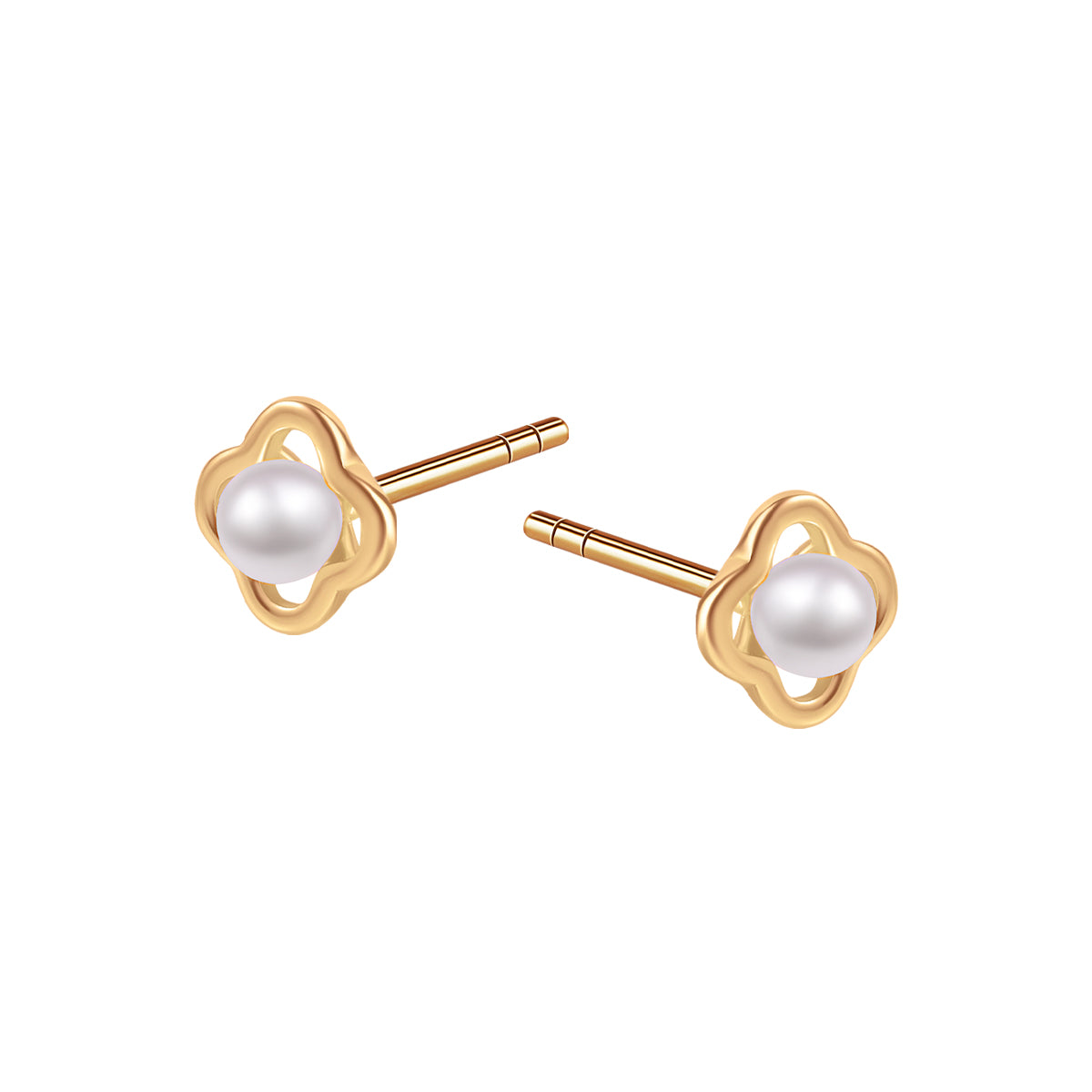 Kolczyki srebrne pozłacane z białą muszlą - kwiaty