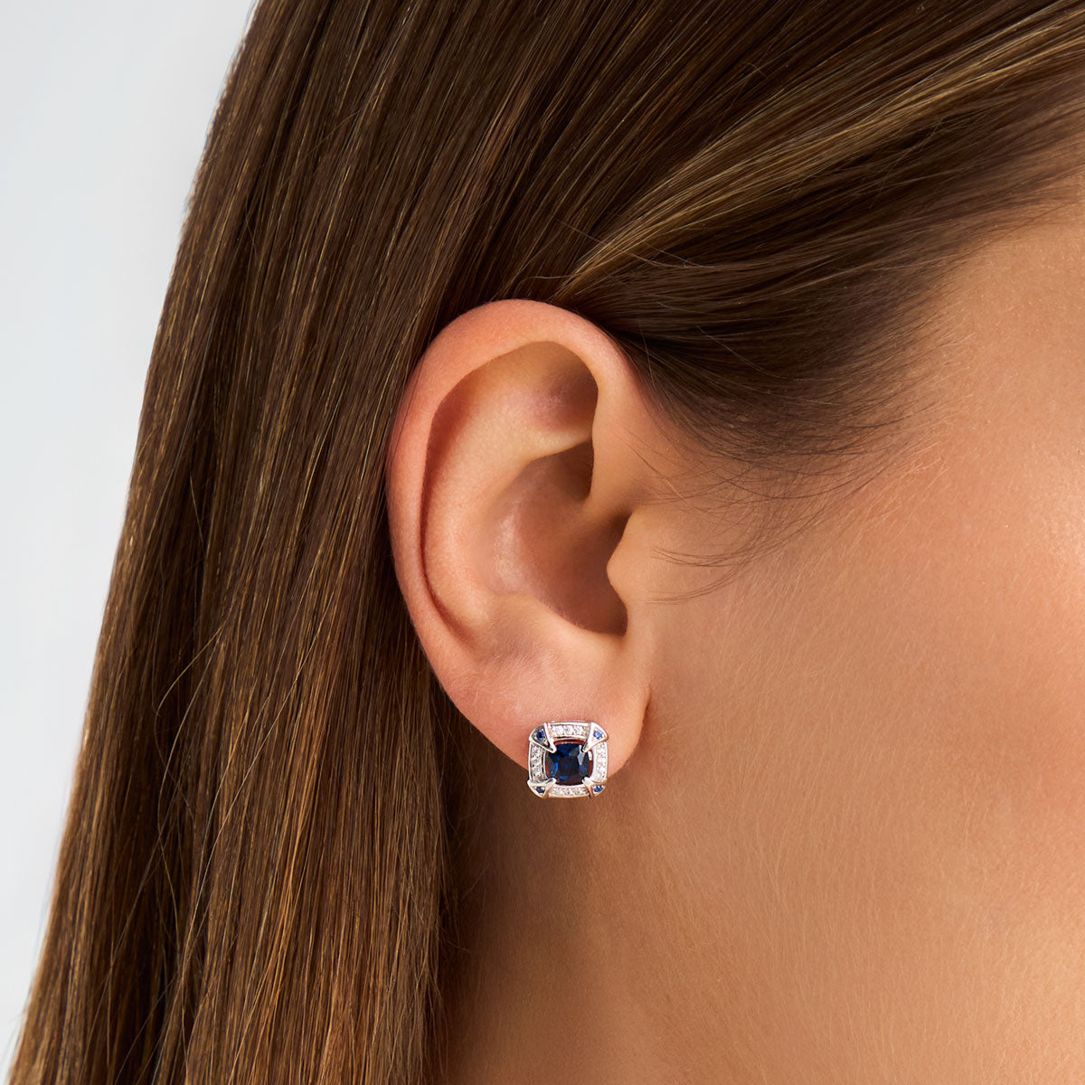 Kolczyki srebrne z granatowymi cyrkoniami - vintage