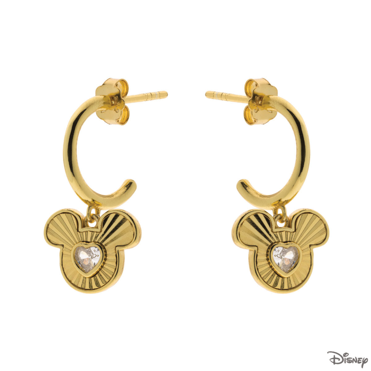 Kolczyki srebrne pozłacane wiszące z cyrkoniami - Myszka Minnie - Disney