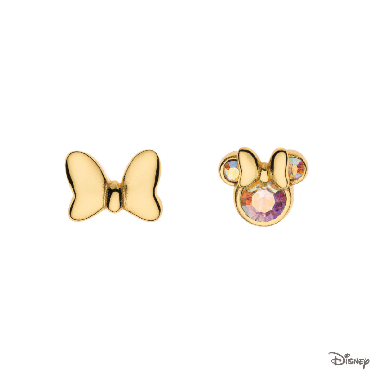 Kolczyki srebrne pozłacane z cyrkoniami - Myszka Minnie - Disney