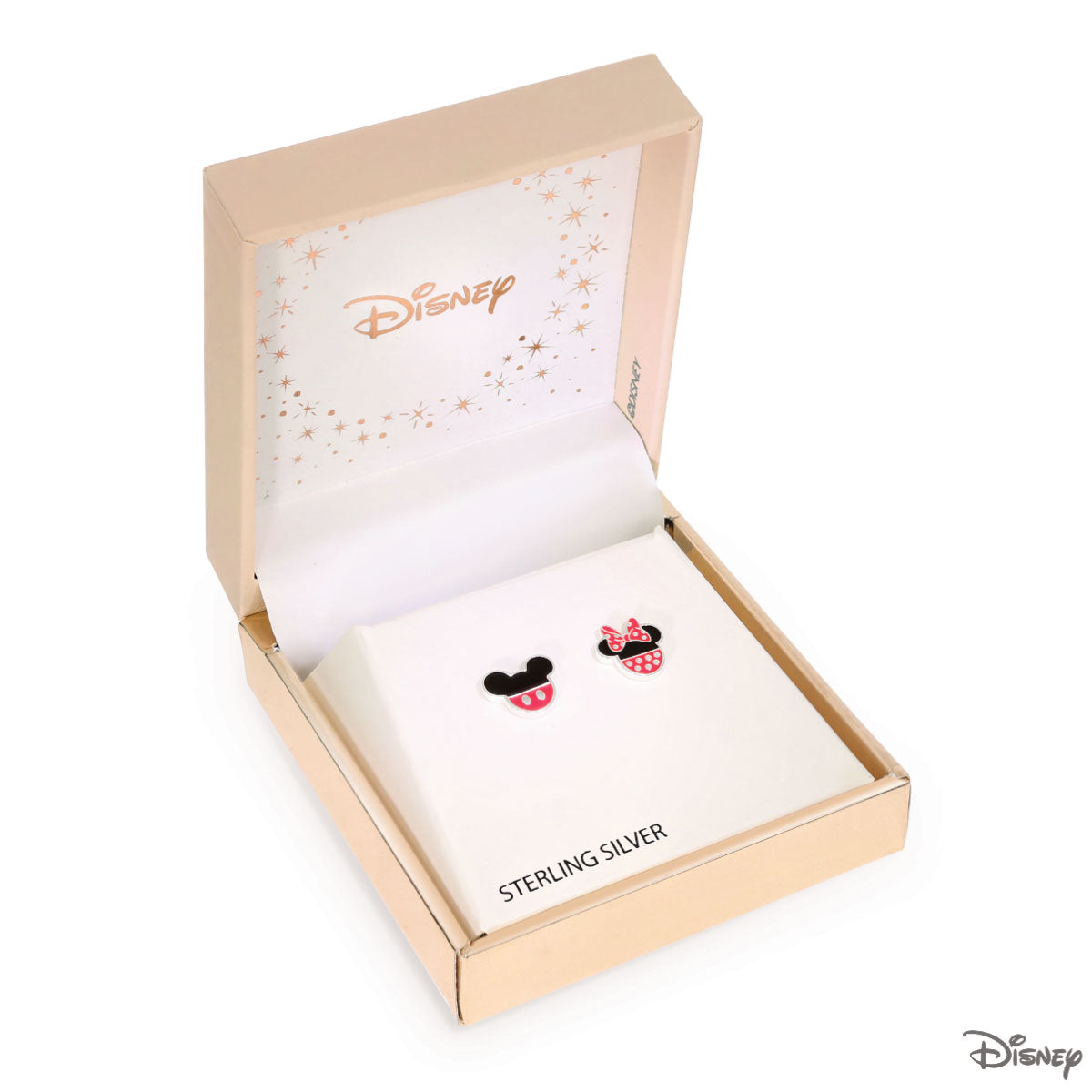 Kolczyki srebrne z czerwoną i czarną emalią - Myszka Minnie - Disney