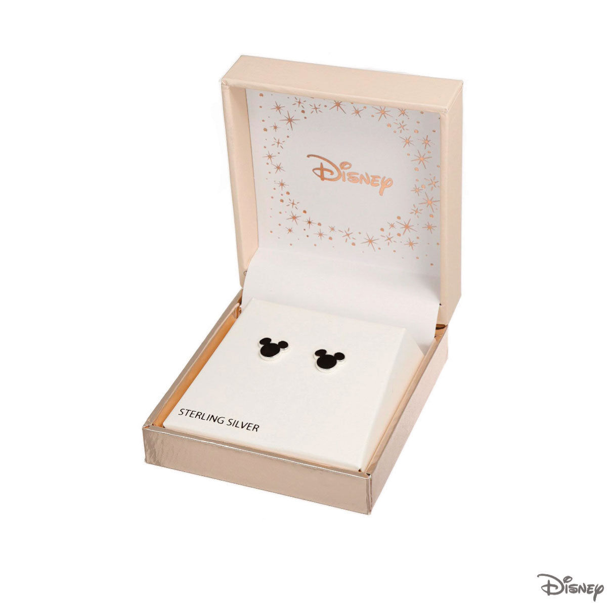 Kolczyki srebrne z czarną emalią - Myszka Mickey - Disney