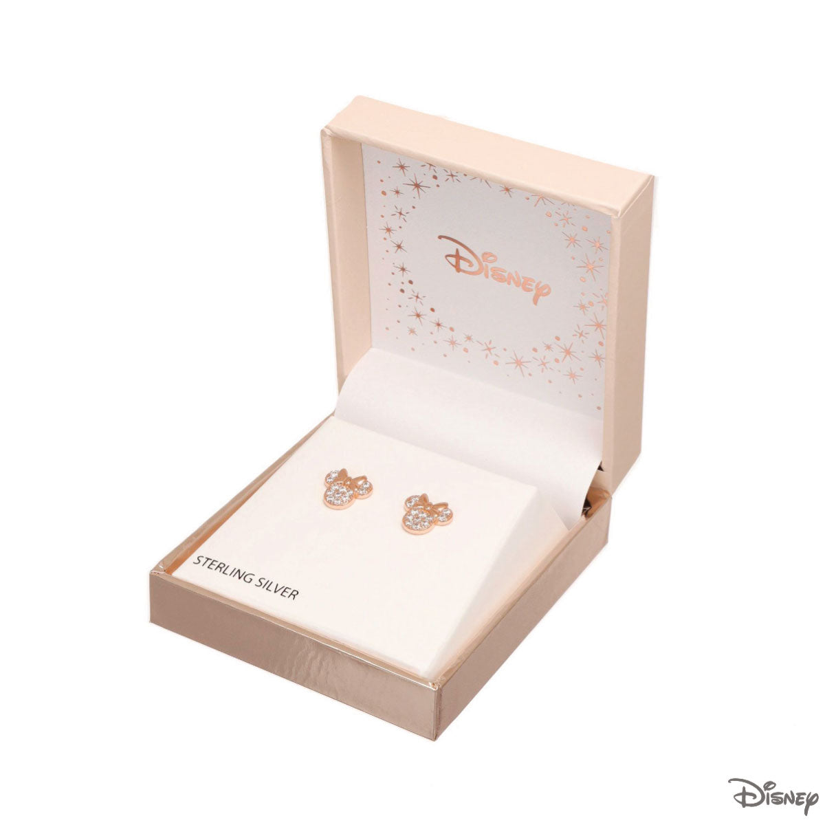 Kolczyki srebrne pozłacane z cyrkoniami - Myszka Minnie - Disney