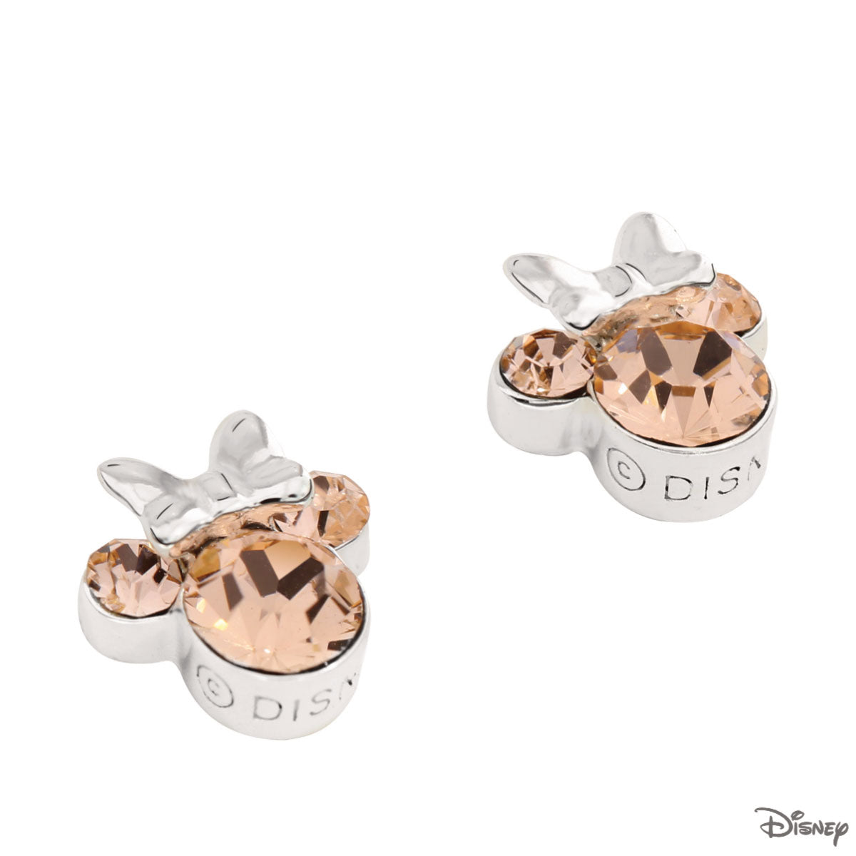 Kolczyki srebrne z brązowymi cyrkoniami - Myszka Minnie - Disney