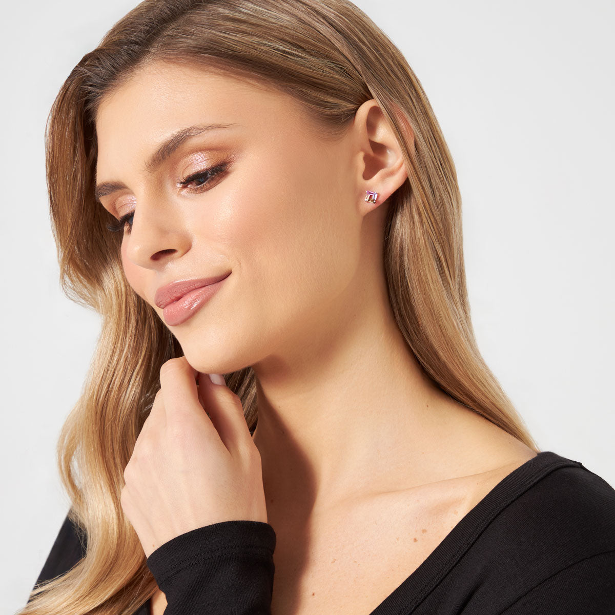 Kolczyki srebrne z kolorowymi cyrkoniami - geometryczny - Verona