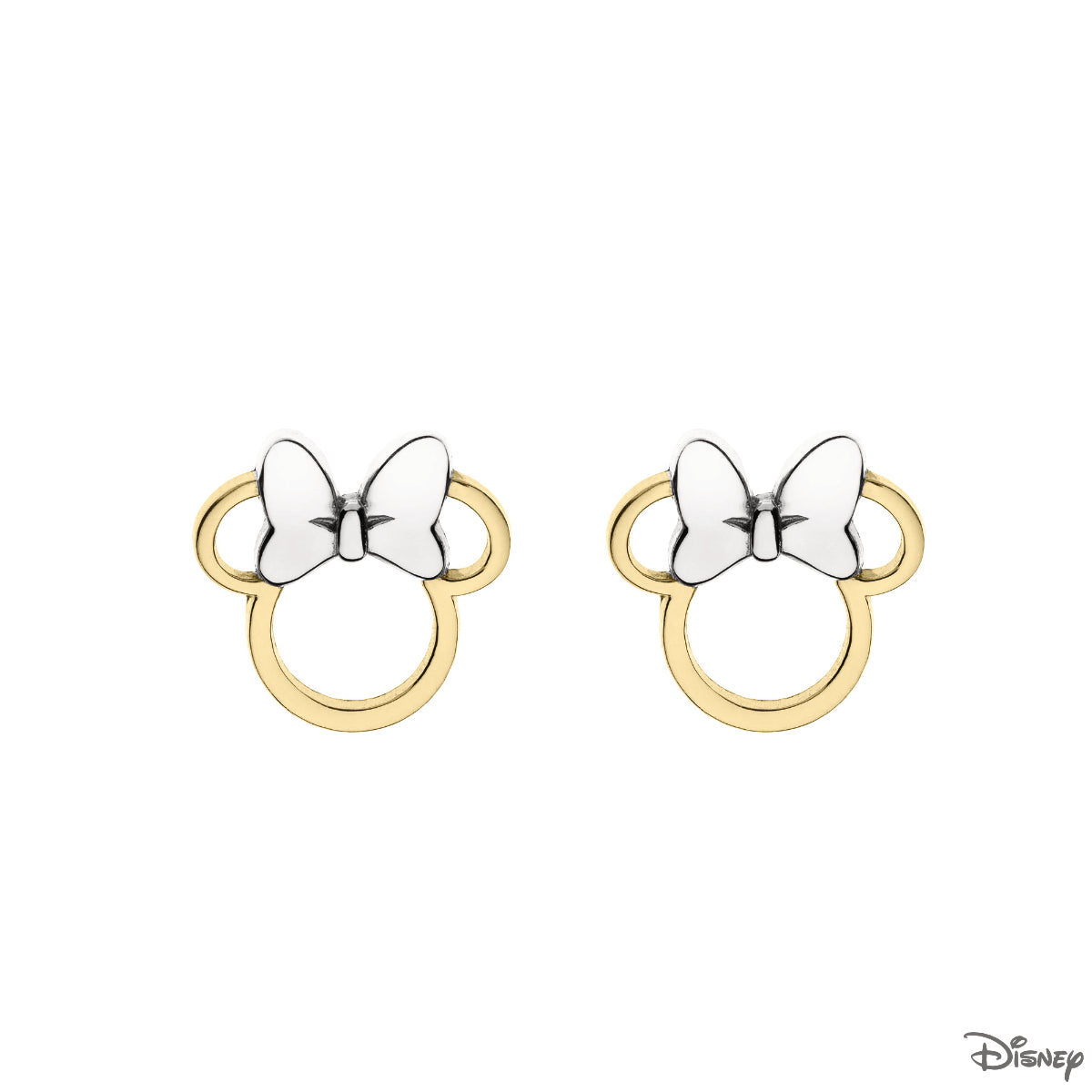Kolczyki srebrne pozłacane - kokardki - Myszka Minnie - Disney