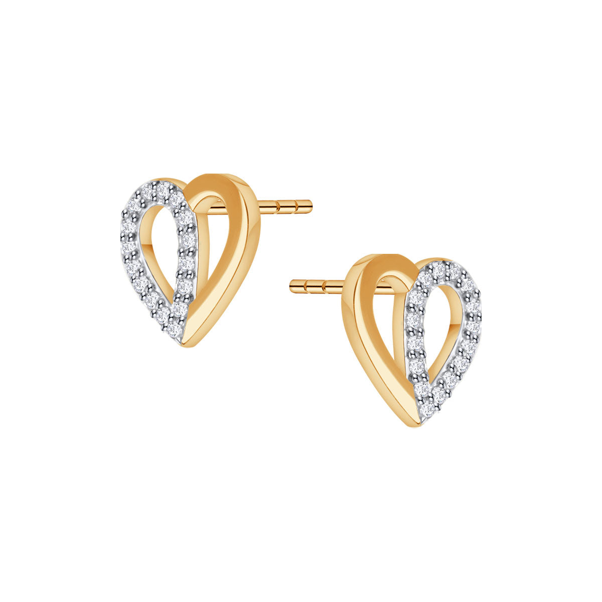Kolczyki złote z topazami - serca