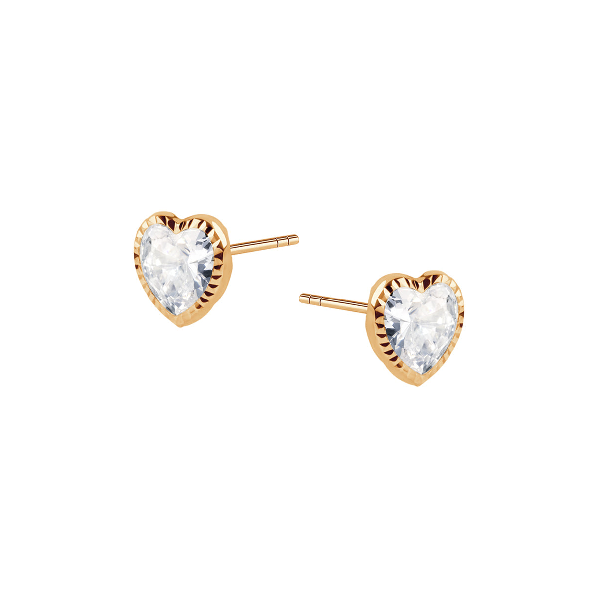 Kolczyki złote z cyrkoniami - serca