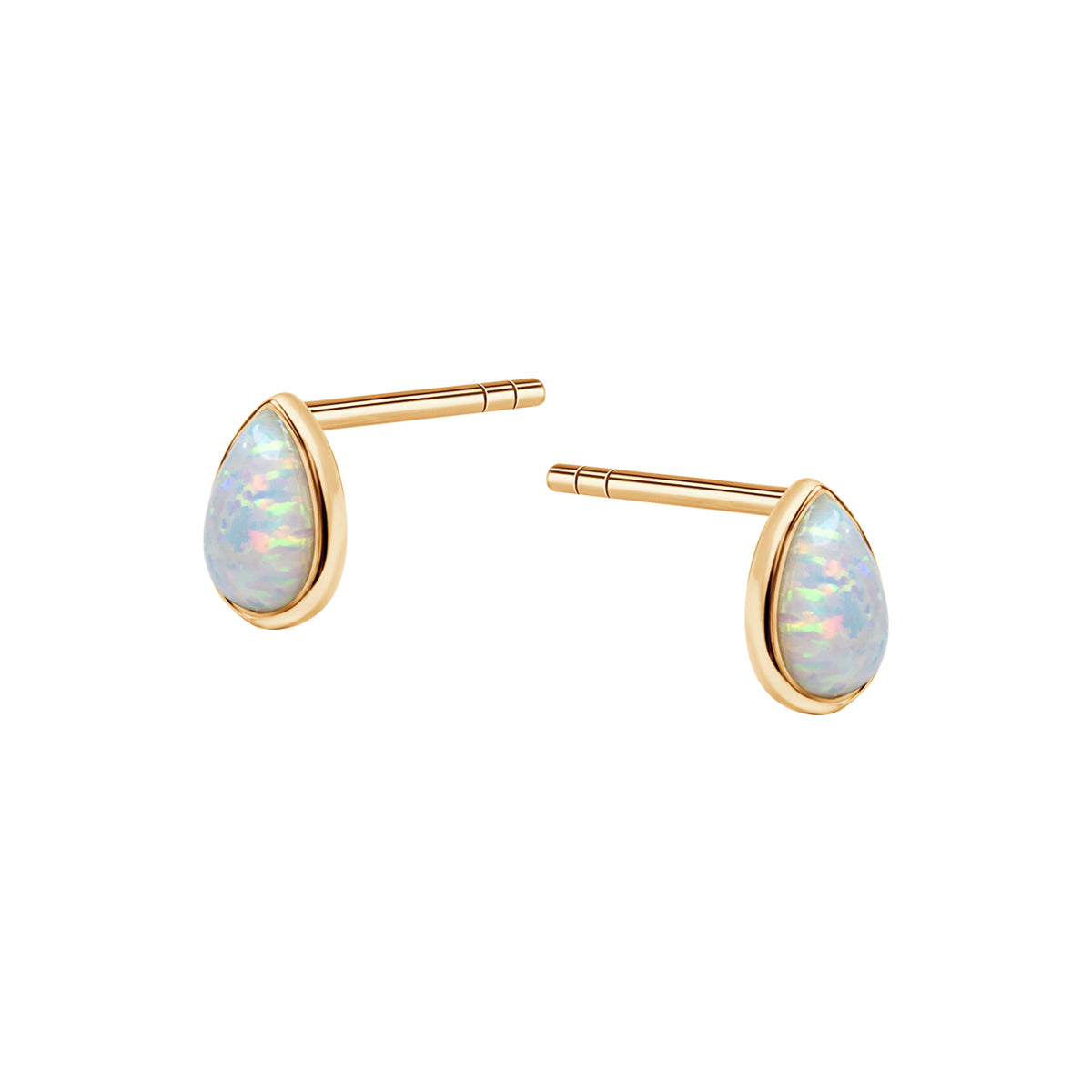 Kolczyki złote z syntetycznym opalem - łezki