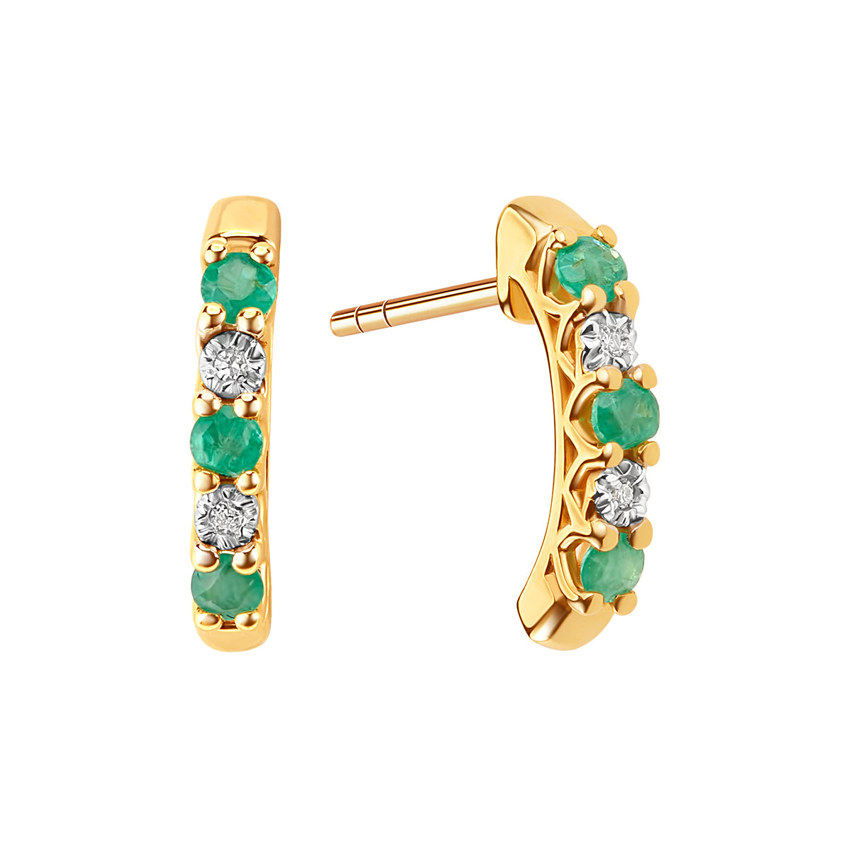Kolczyki złote z diamentami i szmaragdami - Verona