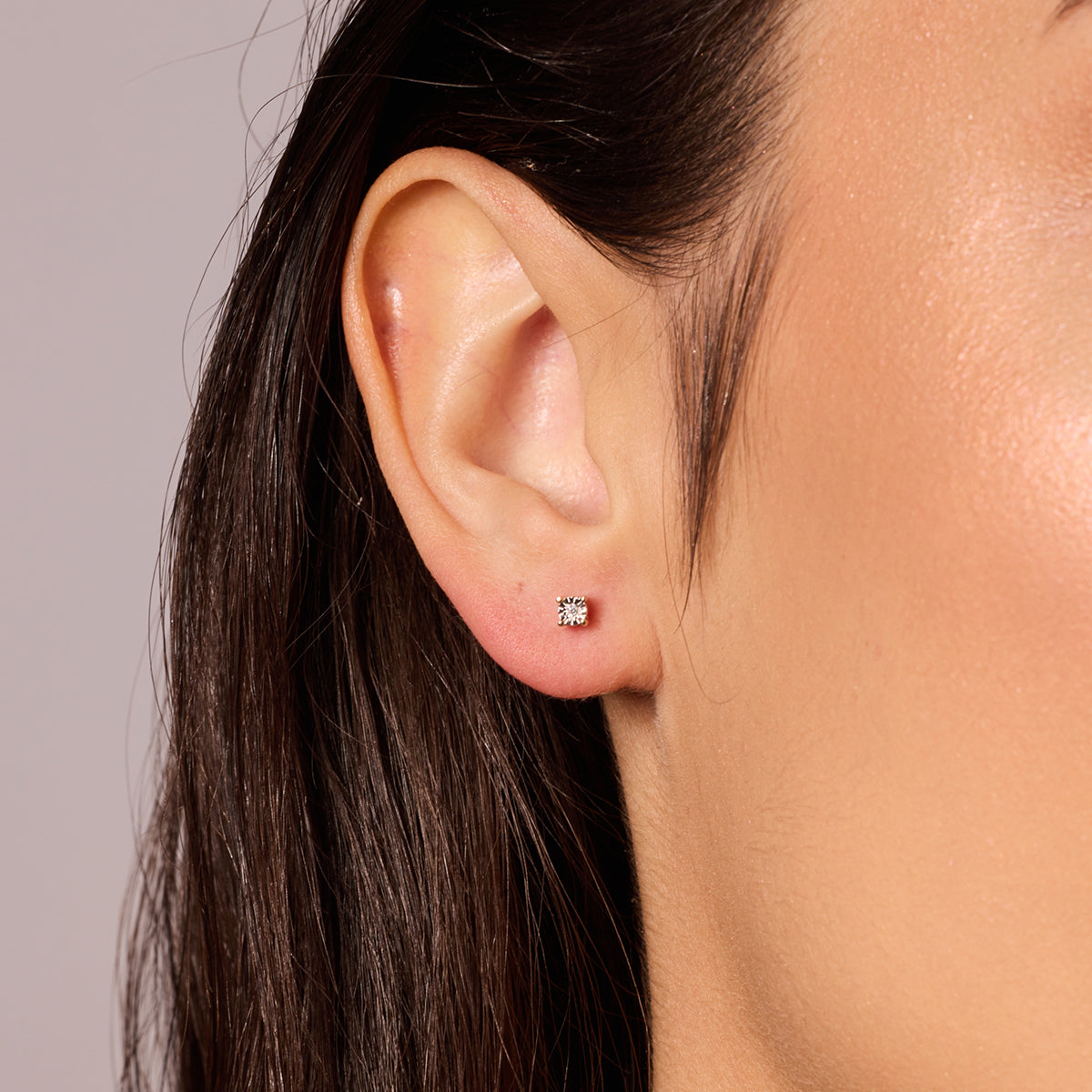 Kolczyki z dwukolorowego złota z diamentami - Illusion